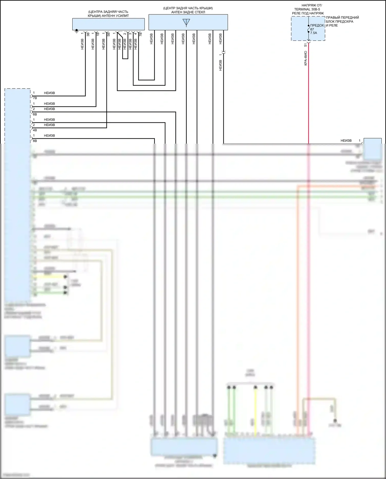 7 серия BMW G70 (2022-2024): Электросхема радиосвязи, средний уровень (1 из 7) 