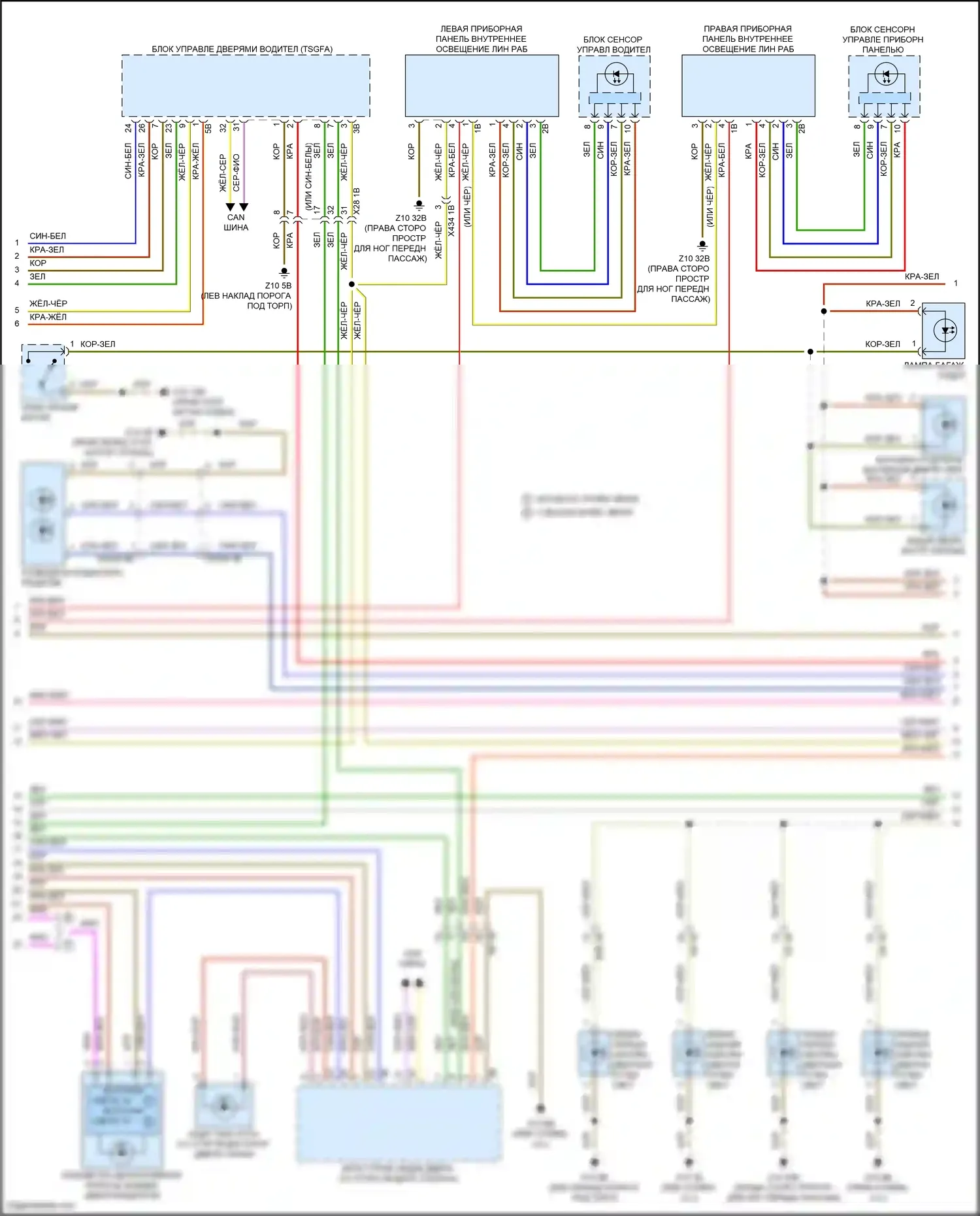 7 серия BMW G70 (2022-2024): Электросхема освещения салона (5 из 6) 