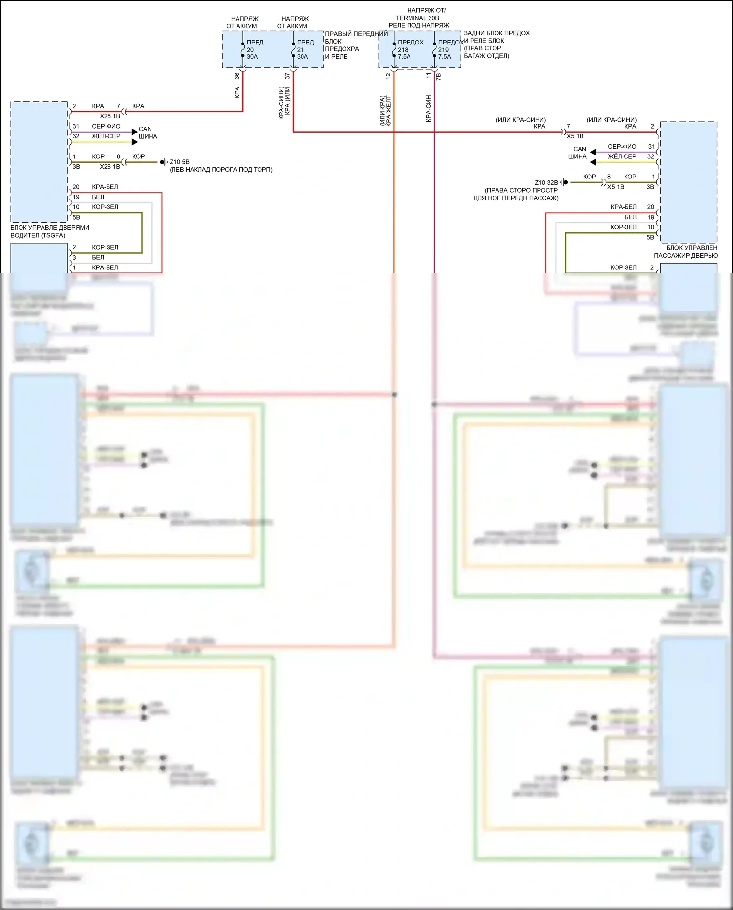 7 серия BMW G70 (2022-2024): Электросхема пневматического кресла 