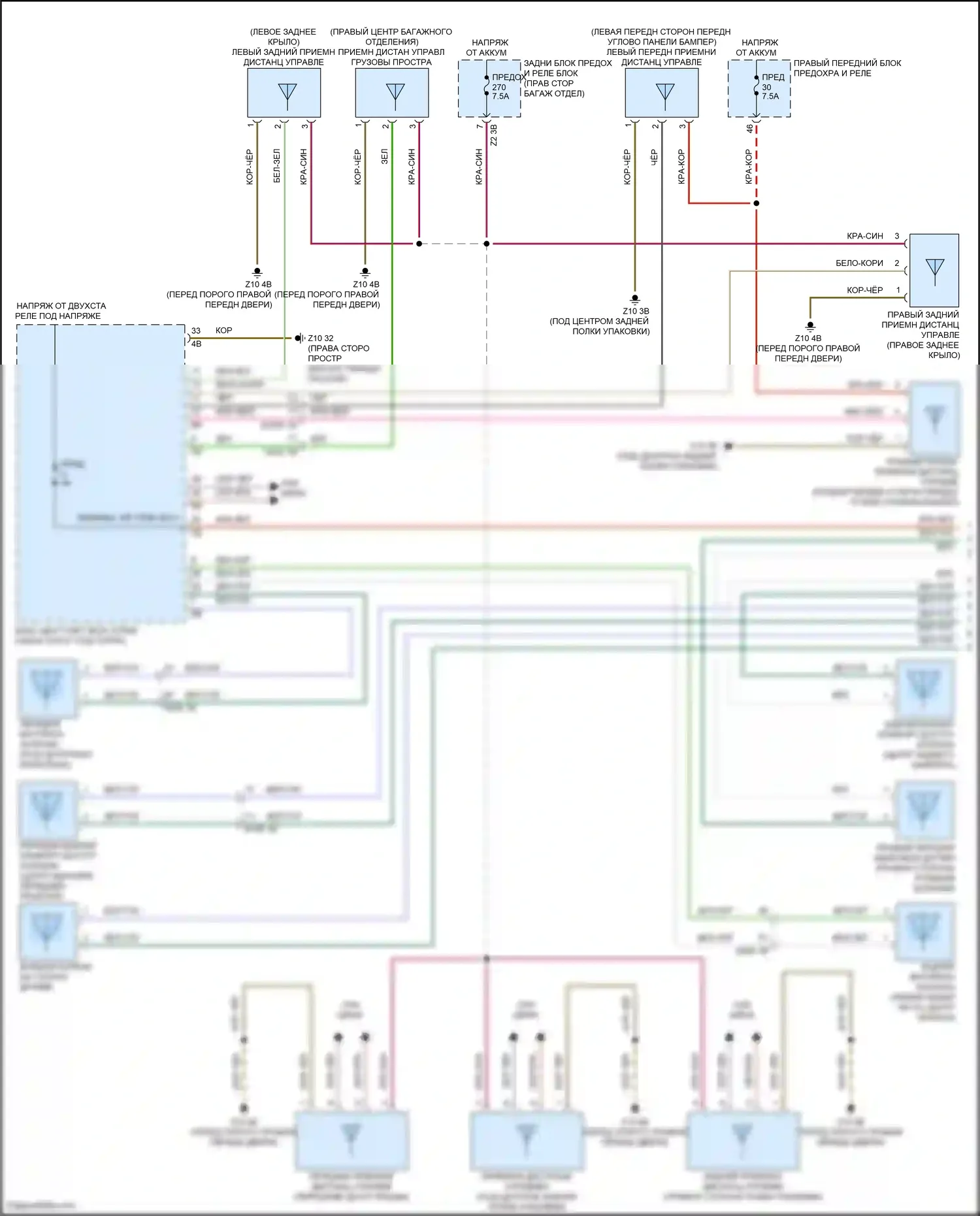 7 серия BMW G70 (2022-2024): Электросхема системы бесключевого доступа (1 из 2) 