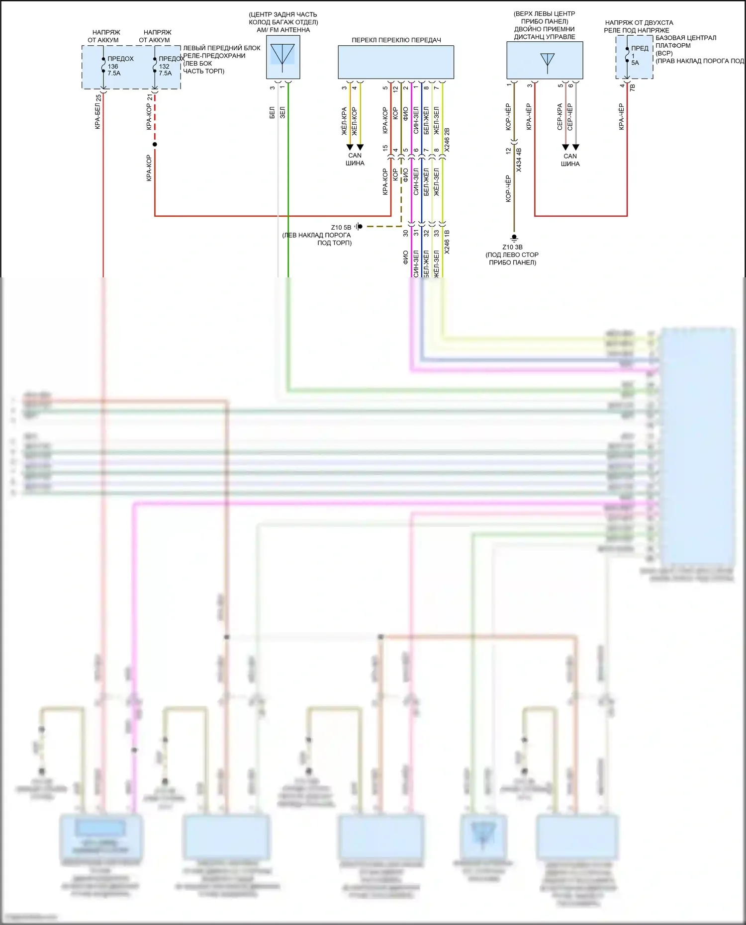 7 серия BMW G70 (2022-2024): Электросхема системы бесключевого доступа (2 из 2) 