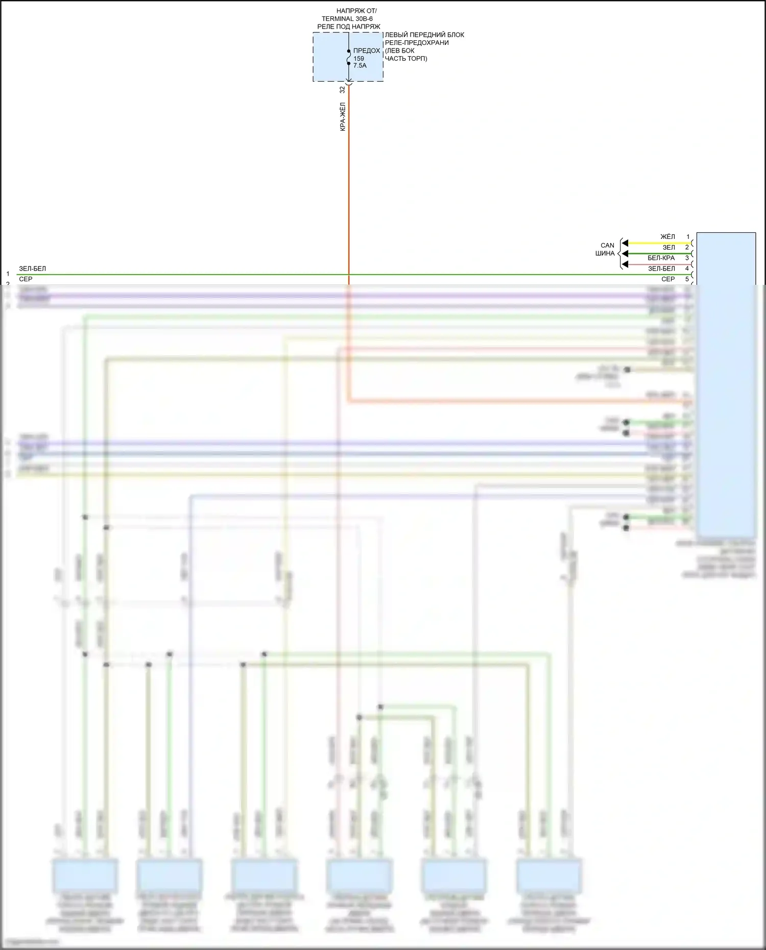 7 серия BMW G70 (2022-2024): Электросхема парктроника, без камеры кругового обзора (3 из 3) 