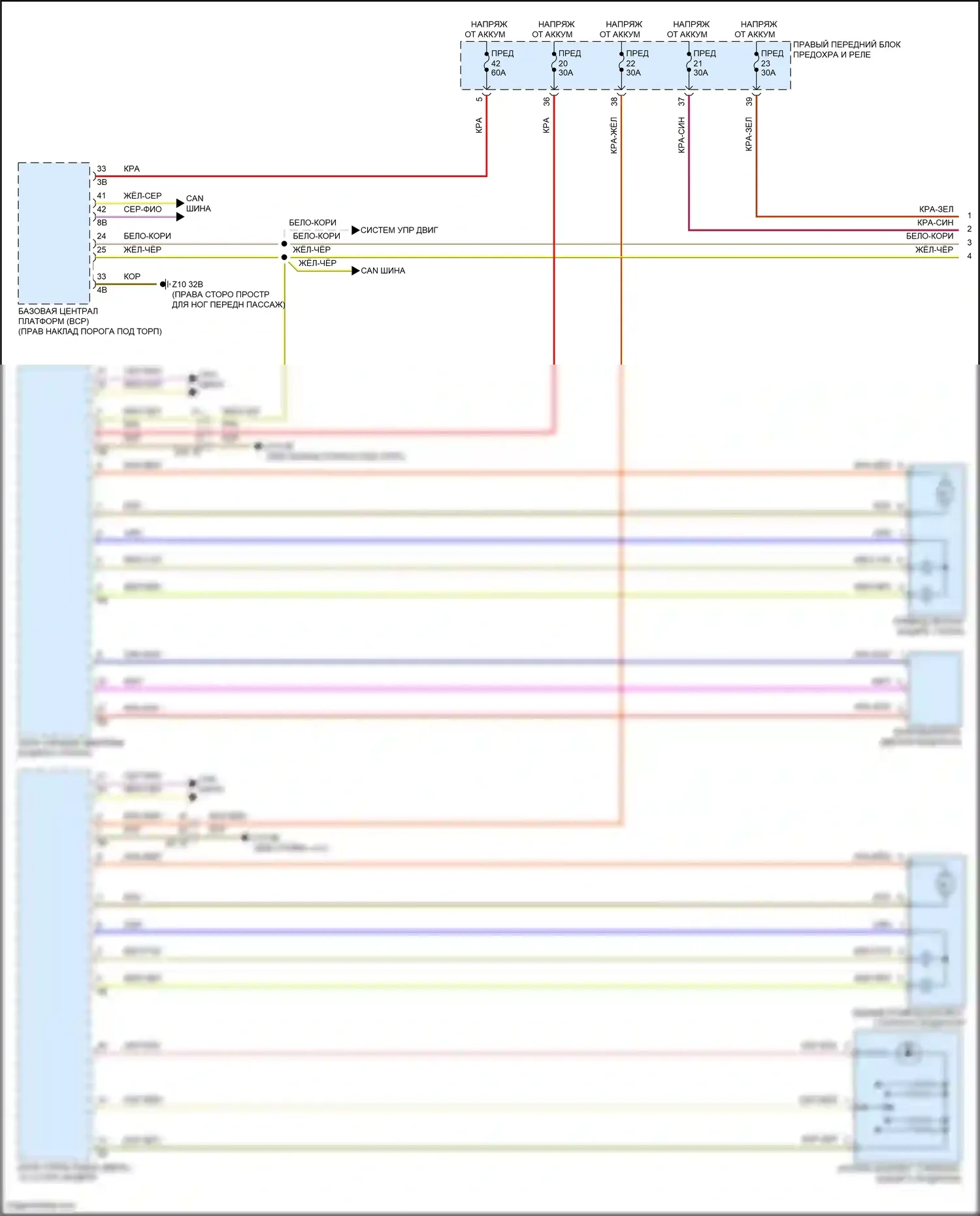 7 серия BMW G70 (2022-2024): Электросхема стеклоподъемников (1 из 2) 