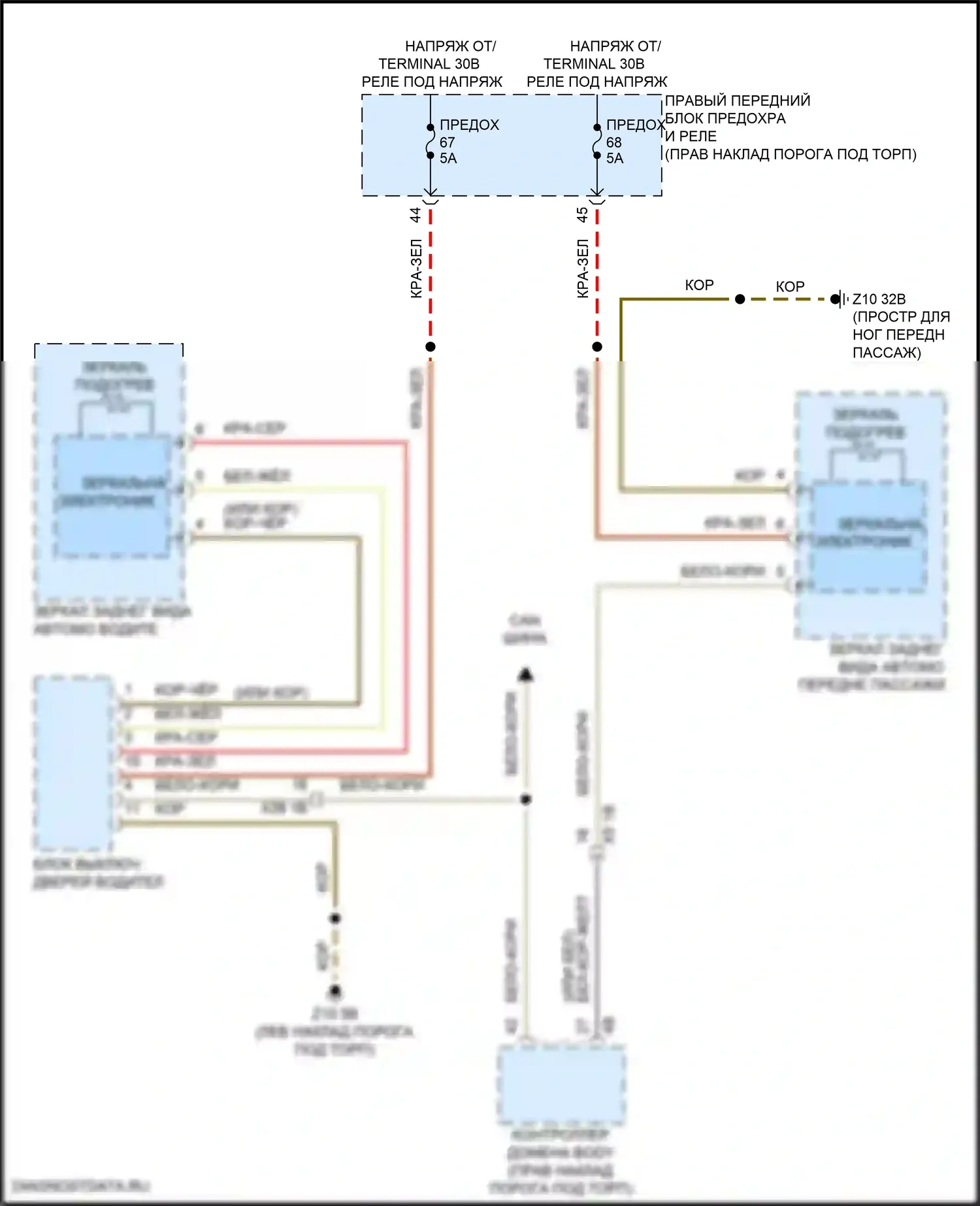 8 серия Gran Coupe BMW G16 рестайлинг (2022-2024): Электросхема обогреваемых зеркал 