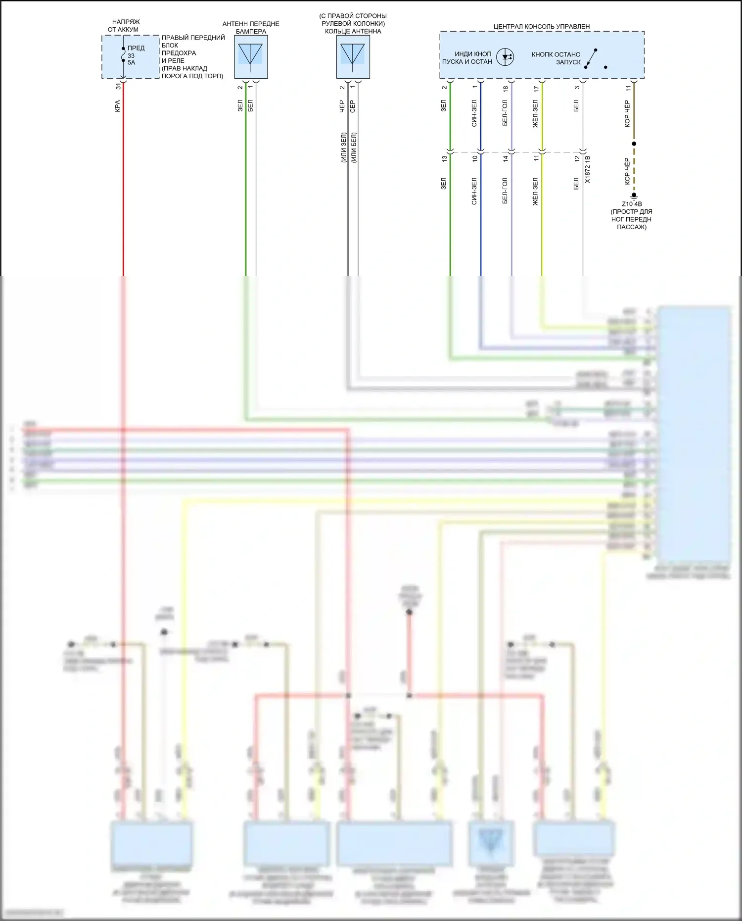 8 серия Gran Coupe BMW G16 рестайлинг (2022-2024): Электросхема системы бесключевого доступа (2 из 2) 