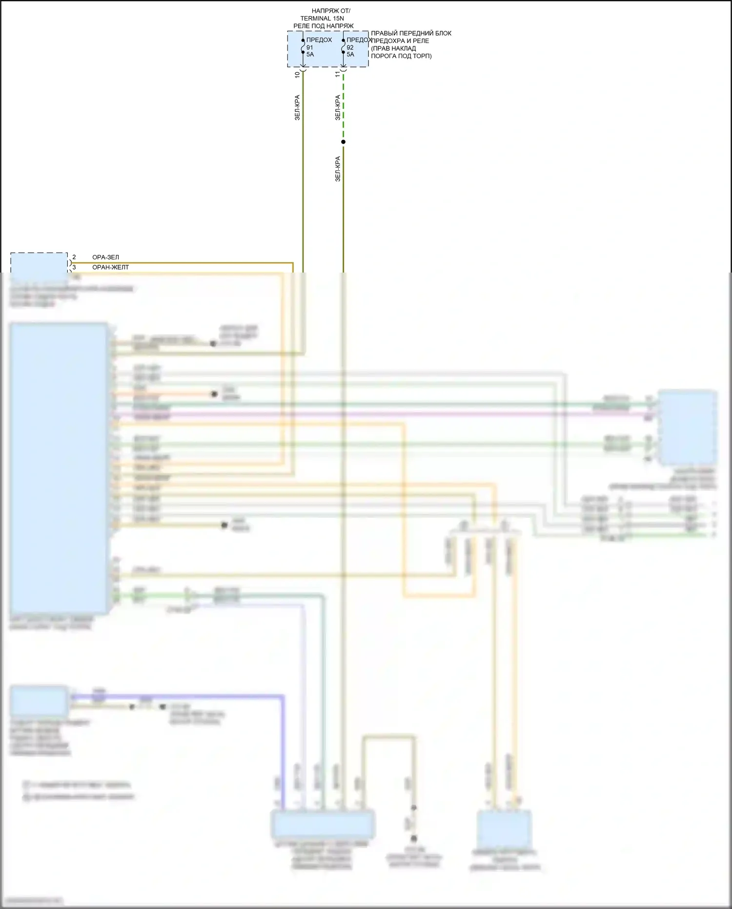 8 серия Gran Coupe BMW G16 рестайлинг (2022-2024): Электросхема контроля в слепой зоне с передним и задним радарными датчиками (1 из 2) 