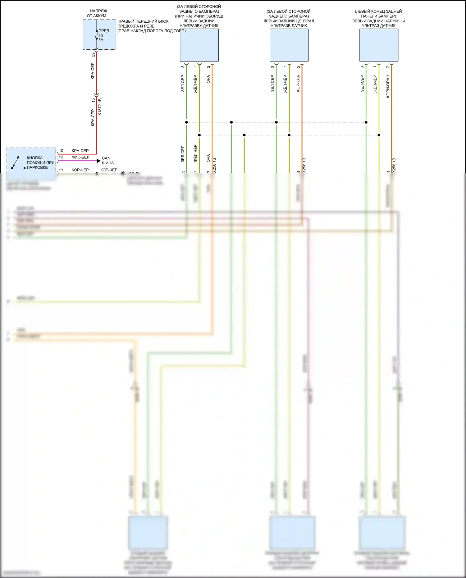 8 серия Gran Coupe BMW G16 рестайлинг (2022-2024): Электросхема парктроника (2 из 2) 