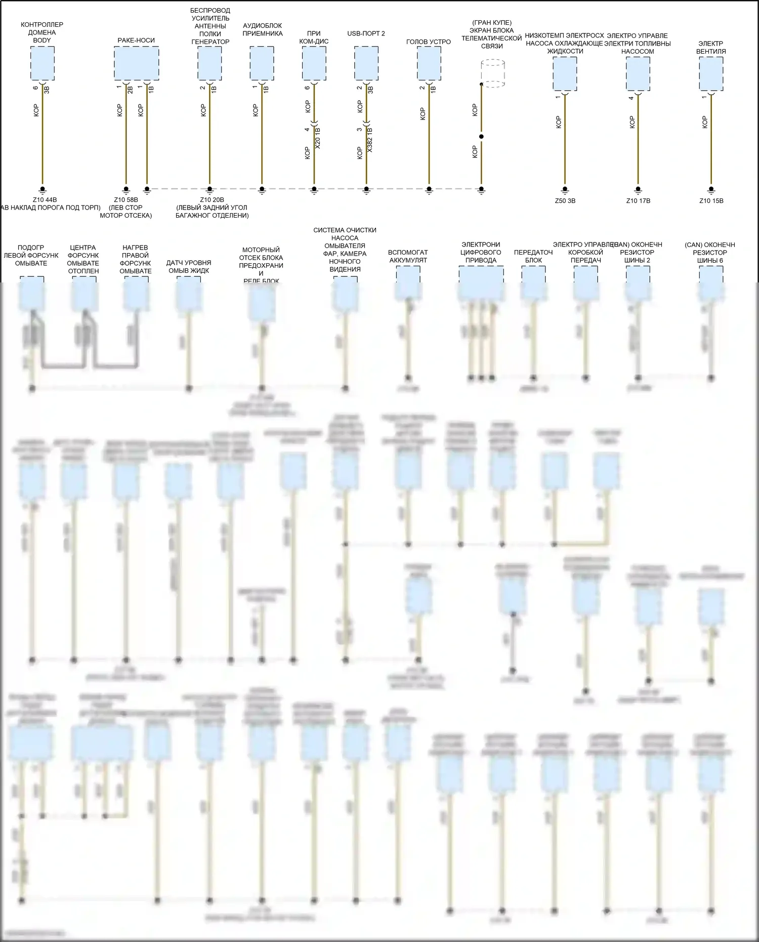 8 серия Gran Coupe BMW G16 рестайлинг (2022-2024): Электросхема точек подключения масс (2 из 5) 