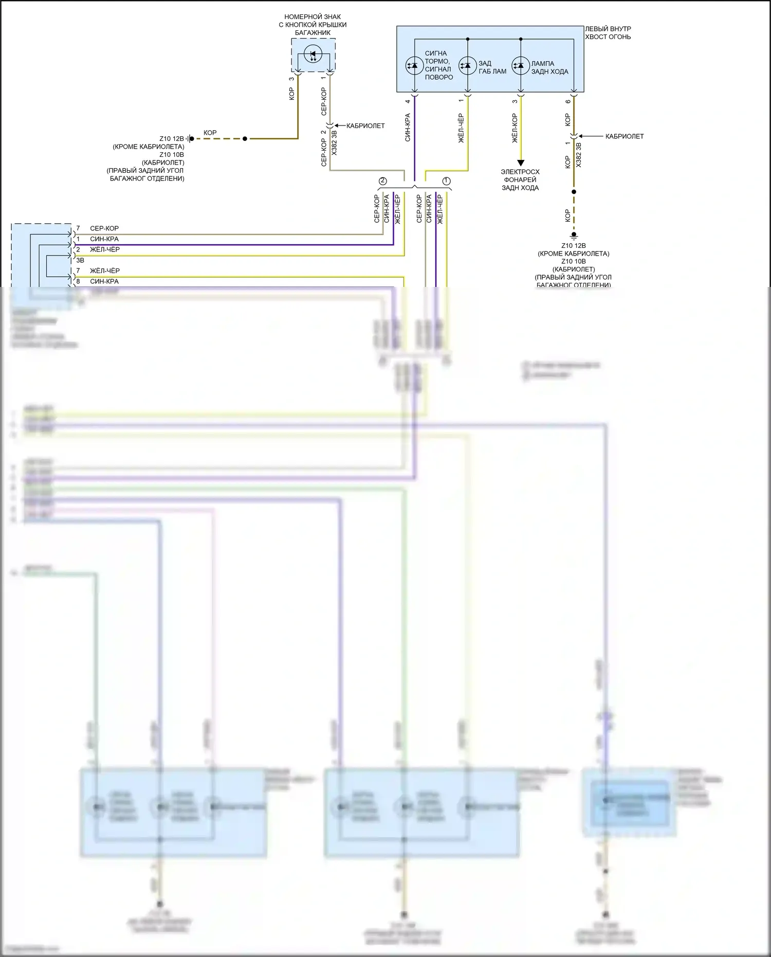 8 серия BMW G14/G15 рестайлинг (2022-2024): Электросхема фар и фонарей (3 из 3) 
