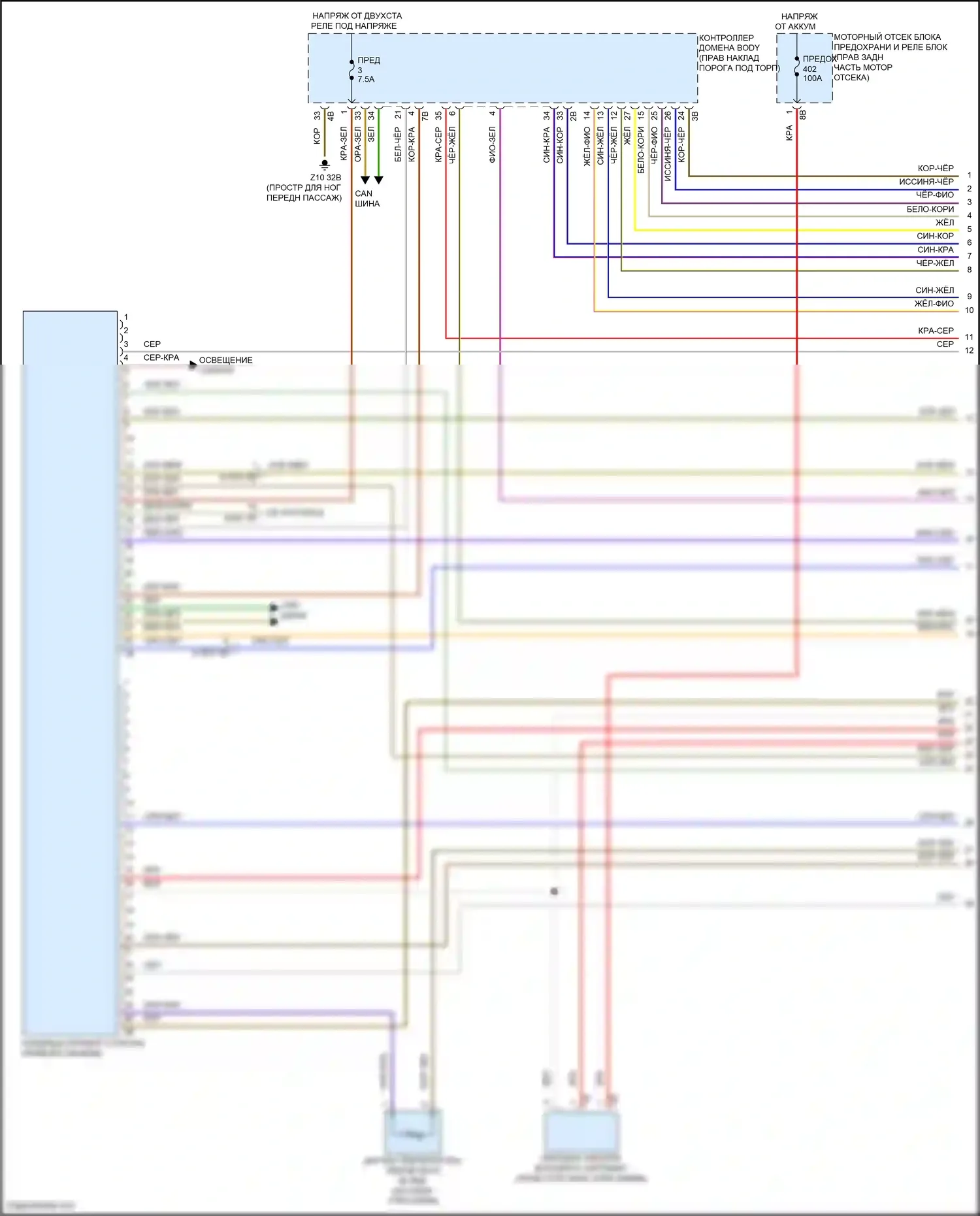 8 серия BMW G14/G15 рестайлинг (2022-2024): Электросхема климат контроля, без заднего автоматического климат-контроля (1 из 5) 