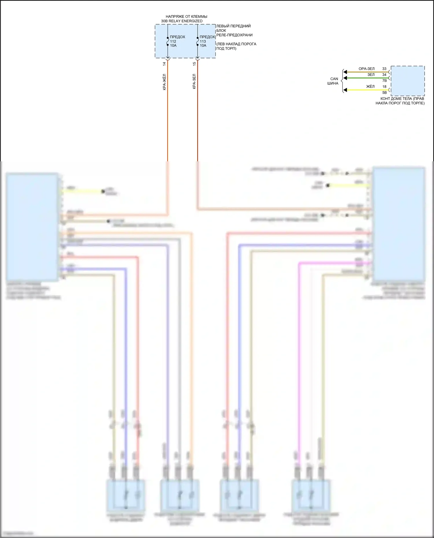 8 серия BMW G14/G15 рестайлинг (2022-2024): Электросхема подогрева переднего подлокотника 