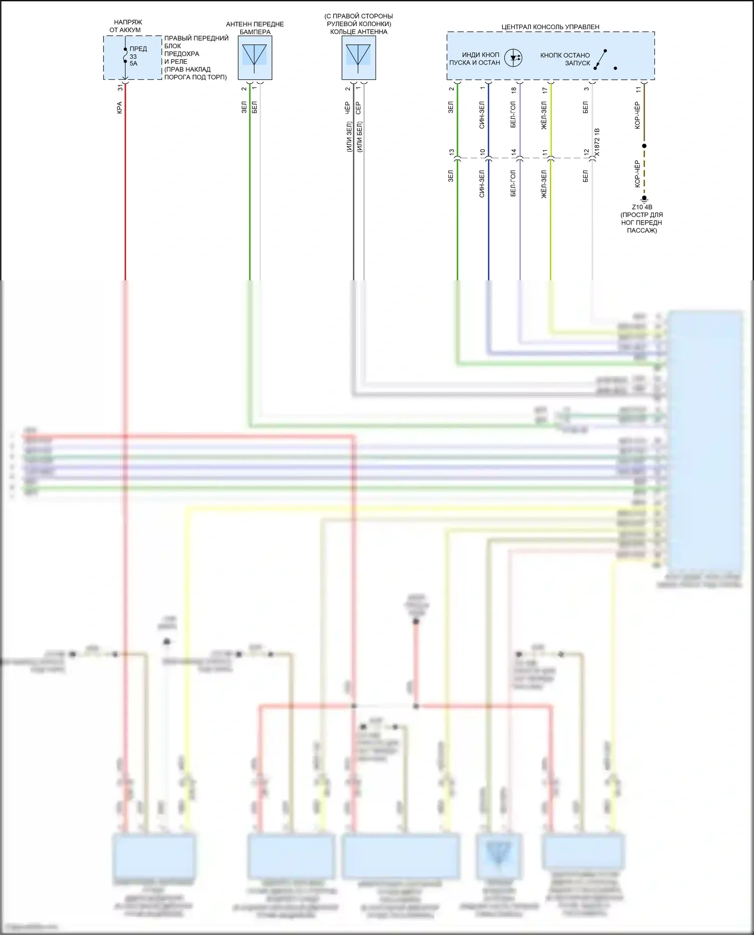 8 серия BMW G14/G15 рестайлинг (2022-2024): Электросхема системы бесключевого доступа (2 из 2) 