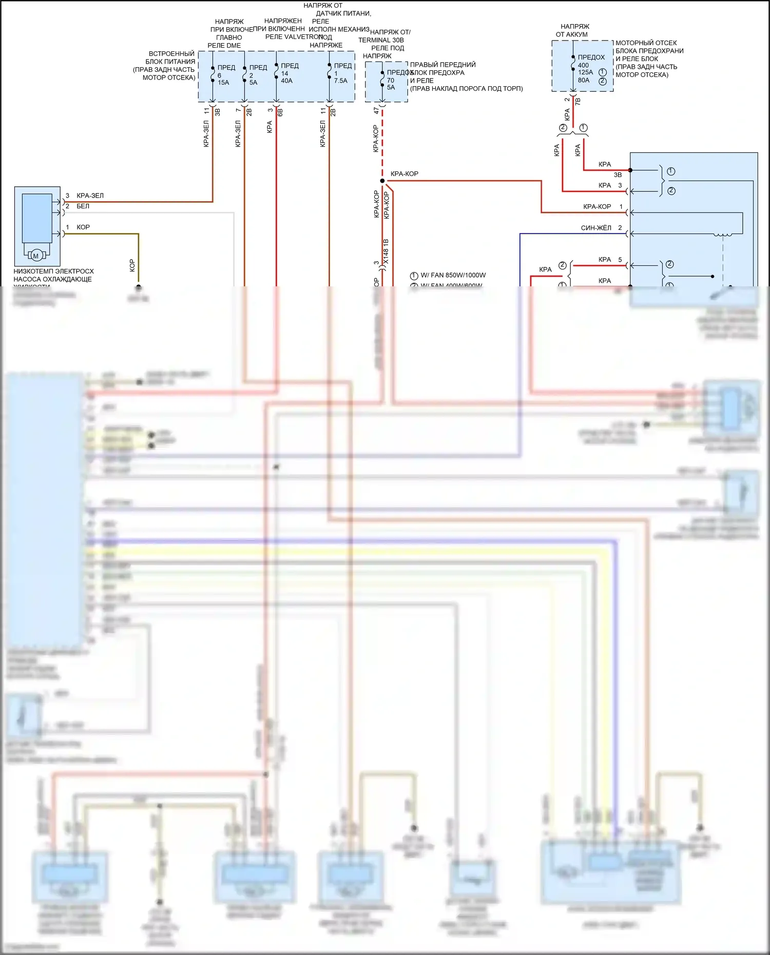 8 серия BMW G14/G15 рестайлинг (2022-2024): Электросхема вентилятора охлаждения 