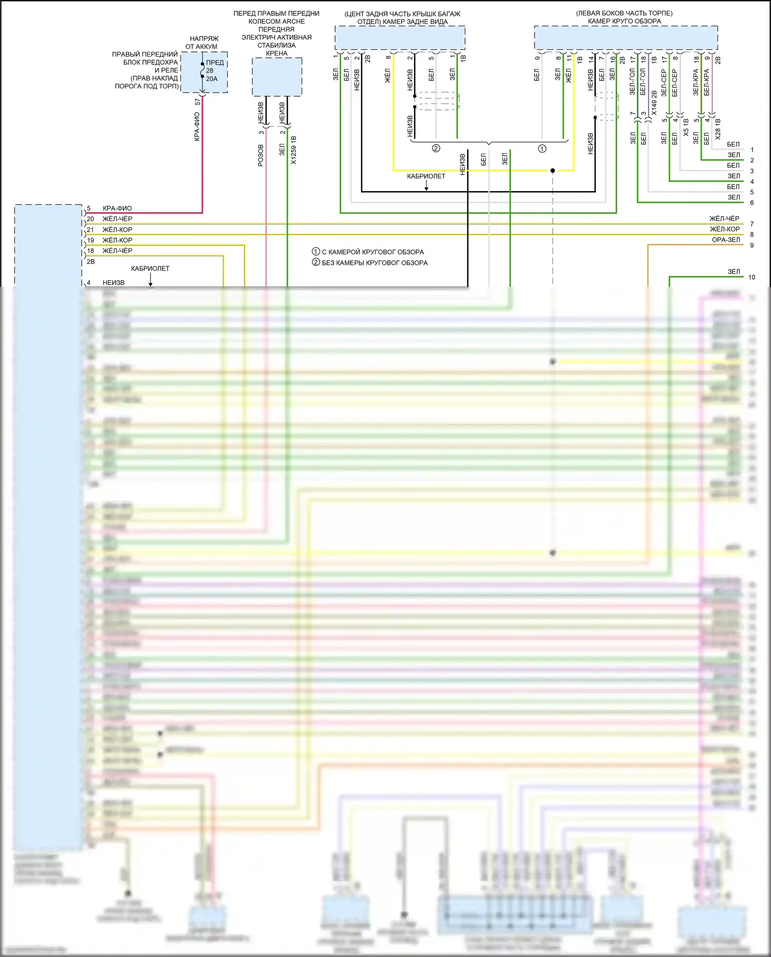 8 серия BMW G14/G15 (2018-2022): Электросхема шины высокого/низкого уровня (1 из 8) 