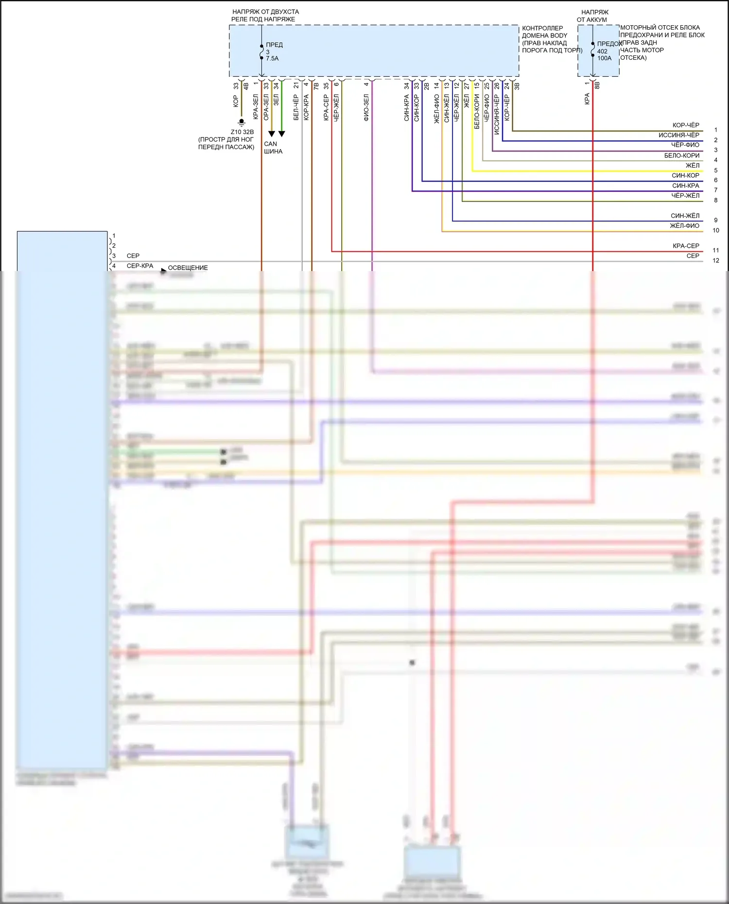 8 серия BMW G14/G15 (2018-2022): Электросхема климат контроля, без заднего автоматического климат-контроля (1 из 5) 