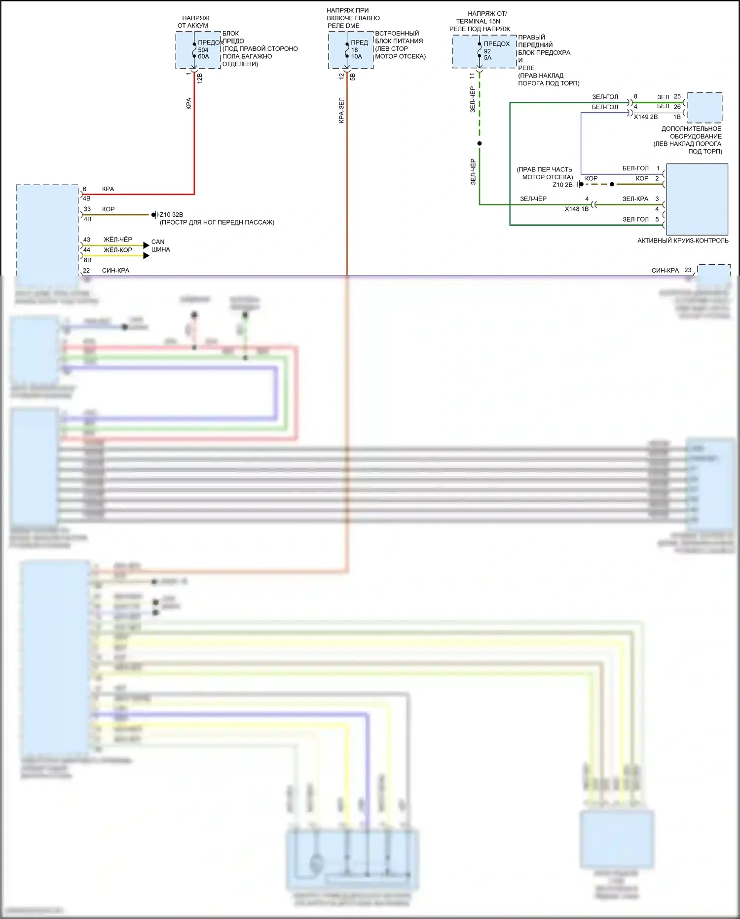 8 серия BMW G14/G15 (2018-2022): Электросхема круиз-контроля 