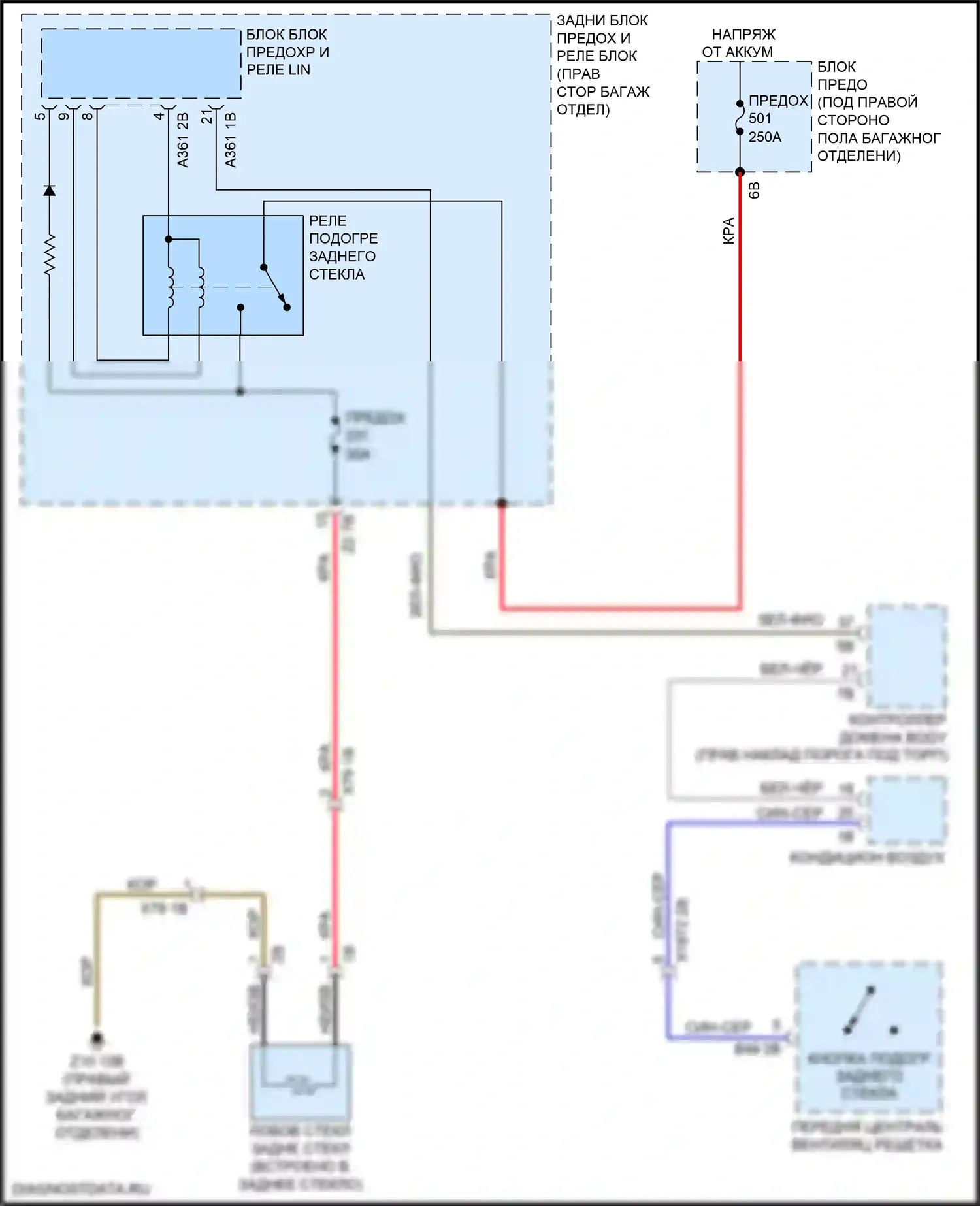 8 серия BMW G14/G15 (2018-2022): Электросхема подогрева стекол, кабриолет 