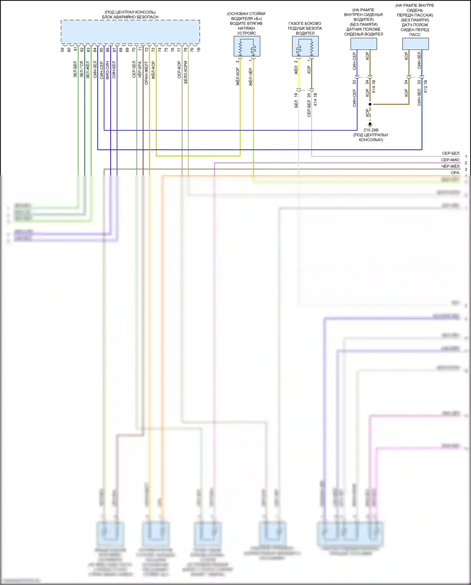 8 серия BMW G14/G15 (2018-2022): Электросхема подушек безопасности (3 из 4) 