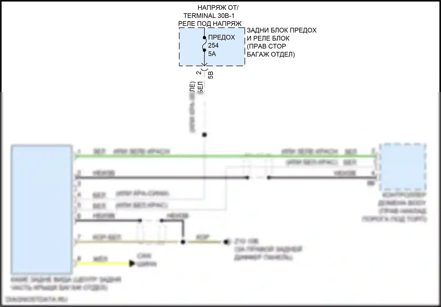 8 серия BMW G14/G15 (2018-2022): Электросхема задней камеры 