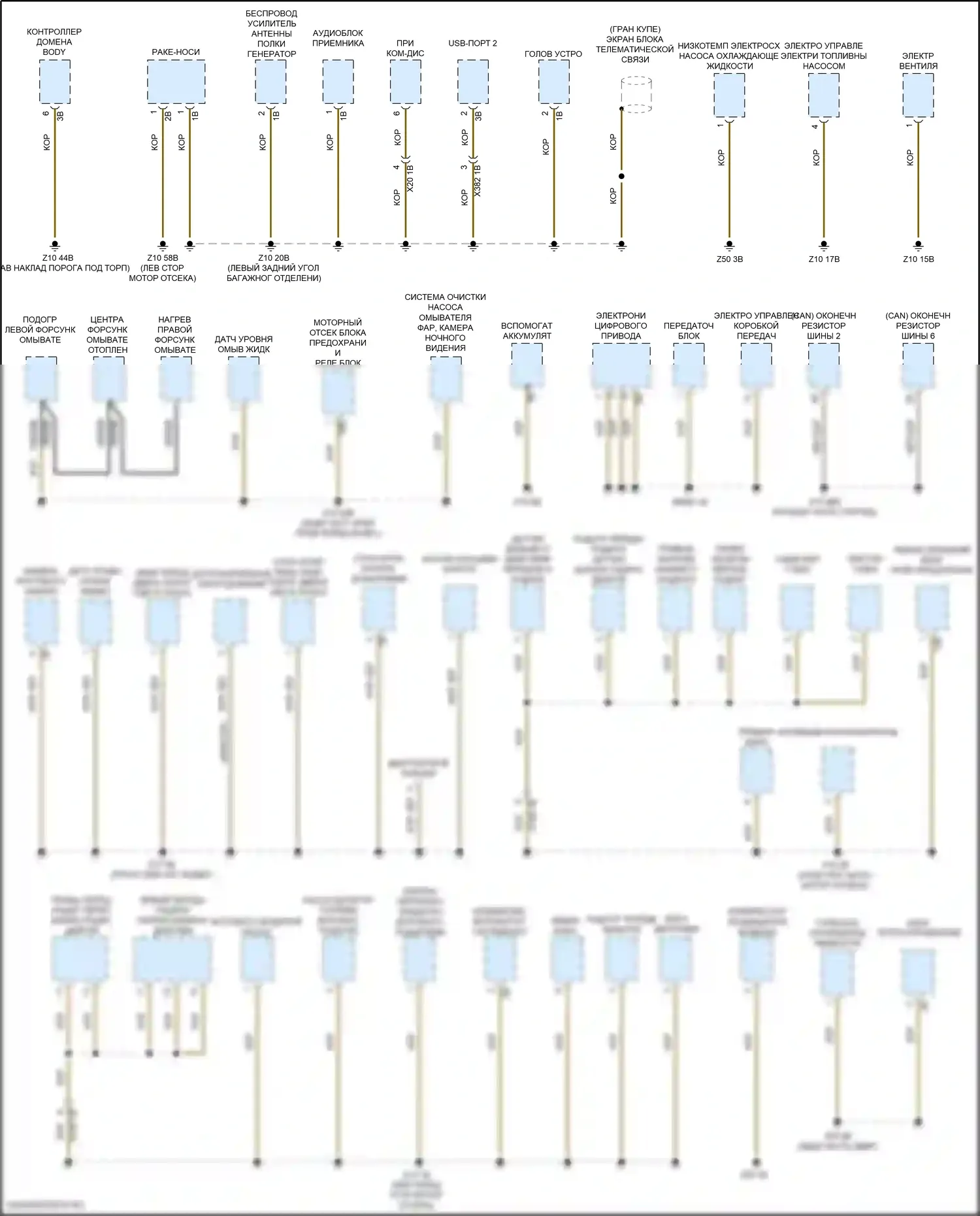 8 серия BMW G14/G15 (2018-2022): Электросхема точек подключения масс (2 из 5) 