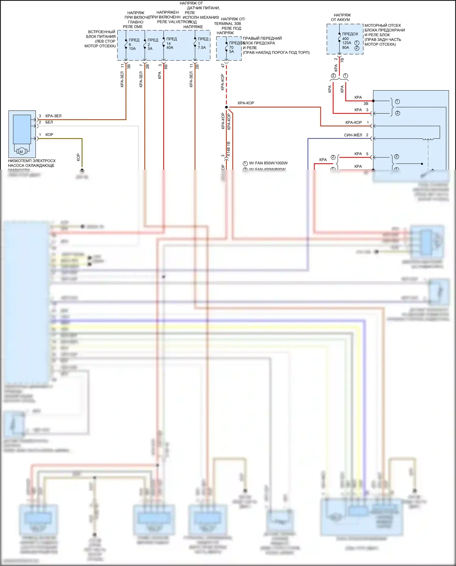 8 серия BMW G14/G15 (2018-2022): Электросхема вентилятора охлаждения 