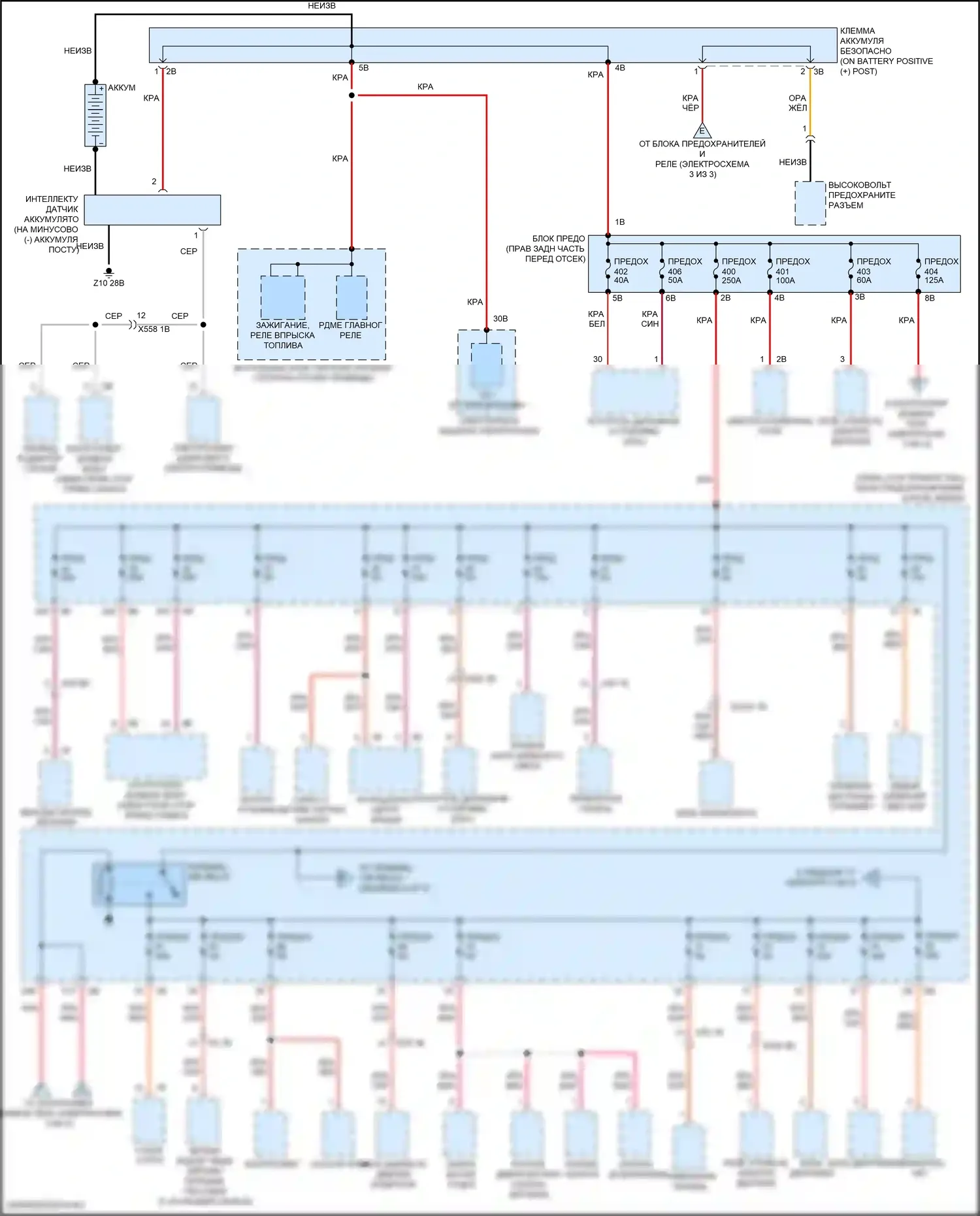 i3 BMW I01 рестайлинг (2017-2023): Электросхема блока предохранителей реле (1 из 3) 
