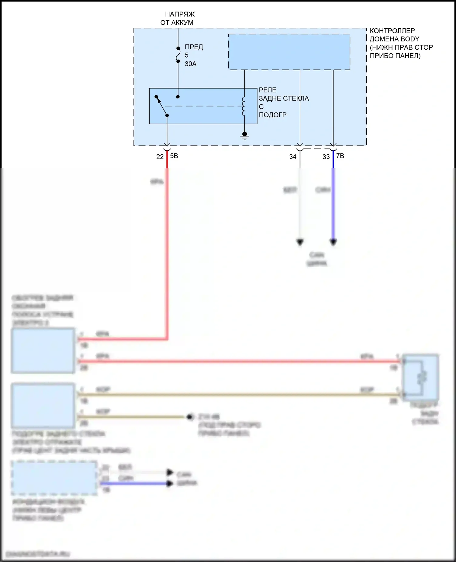 i3 BMW I01 рестайлинг (2017-2023): Электросхема заднего подогрева 