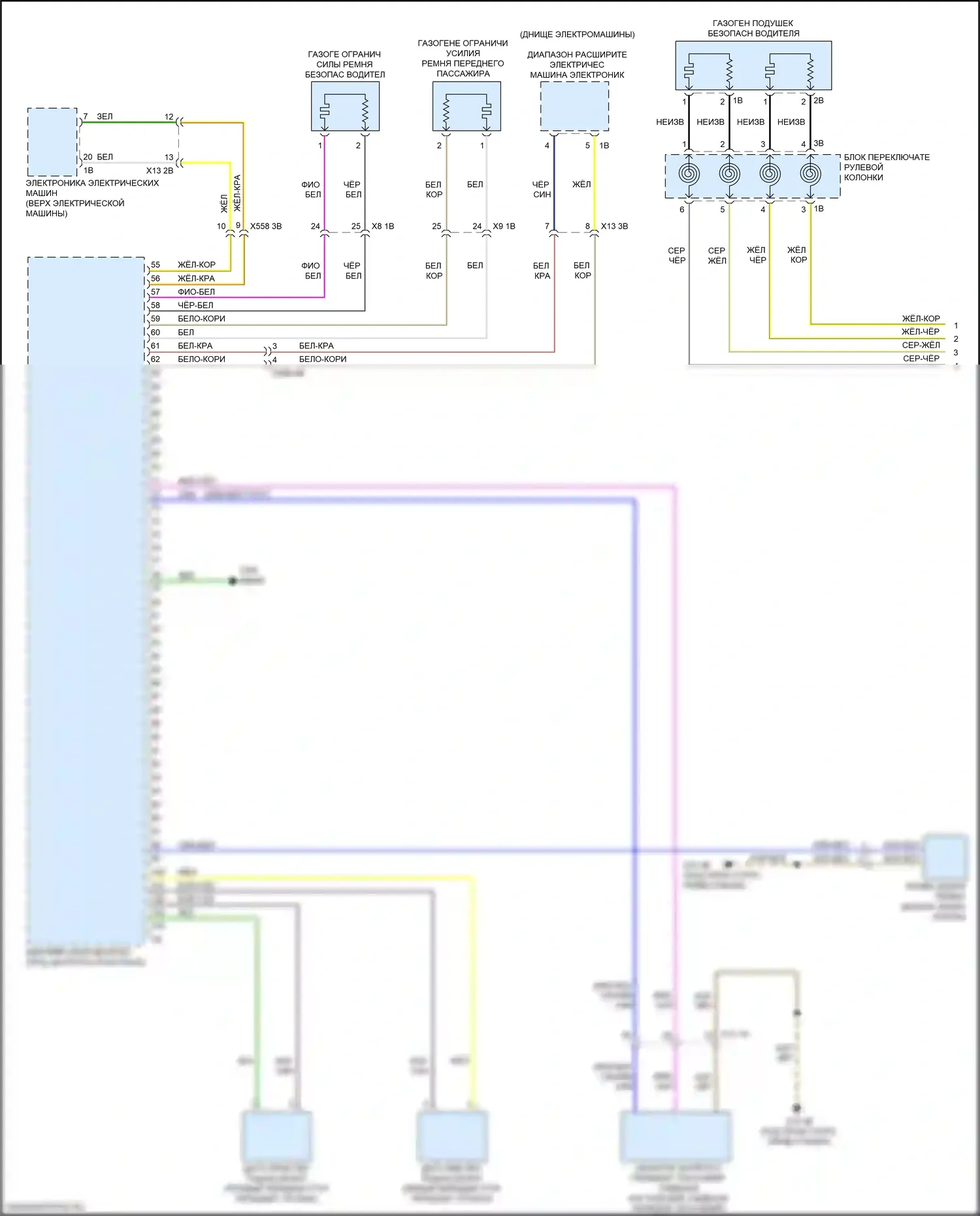 i3 BMW I01 рестайлинг (2017-2023): Электросхема подушек безопасности (1 из 3) 