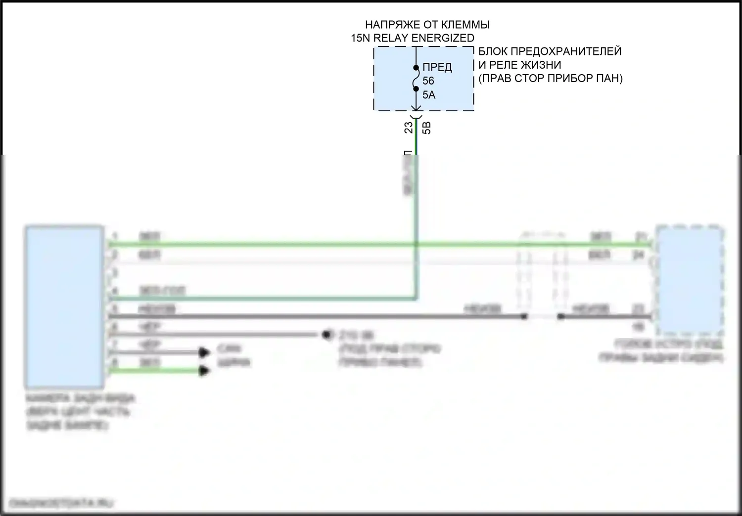 i3 BMW I01 рестайлинг (2017-2023): Электросхема задней камеры 