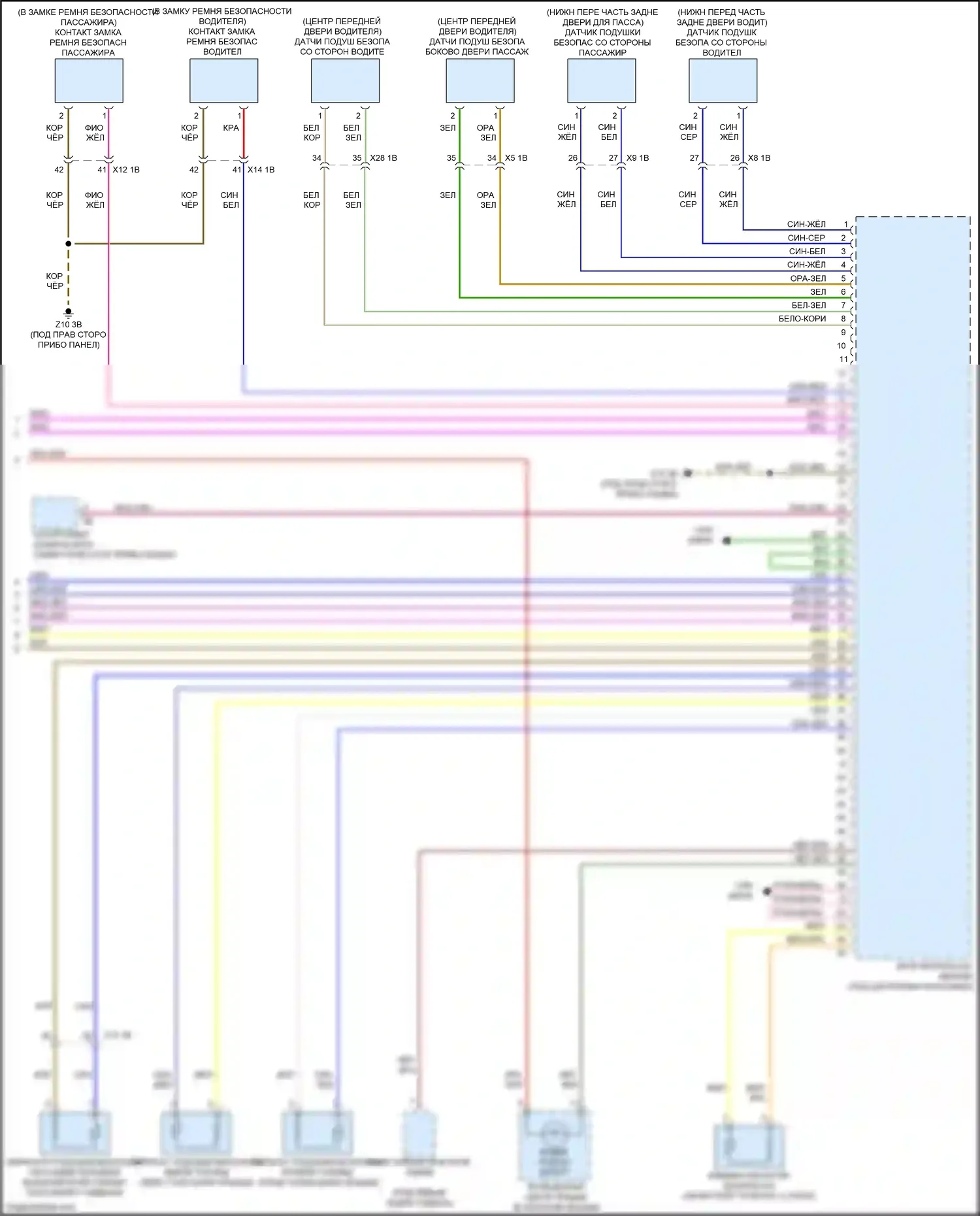 i3 BMW I01 (2013-2017): Электросхема подушек безопасности (3 из 3) 