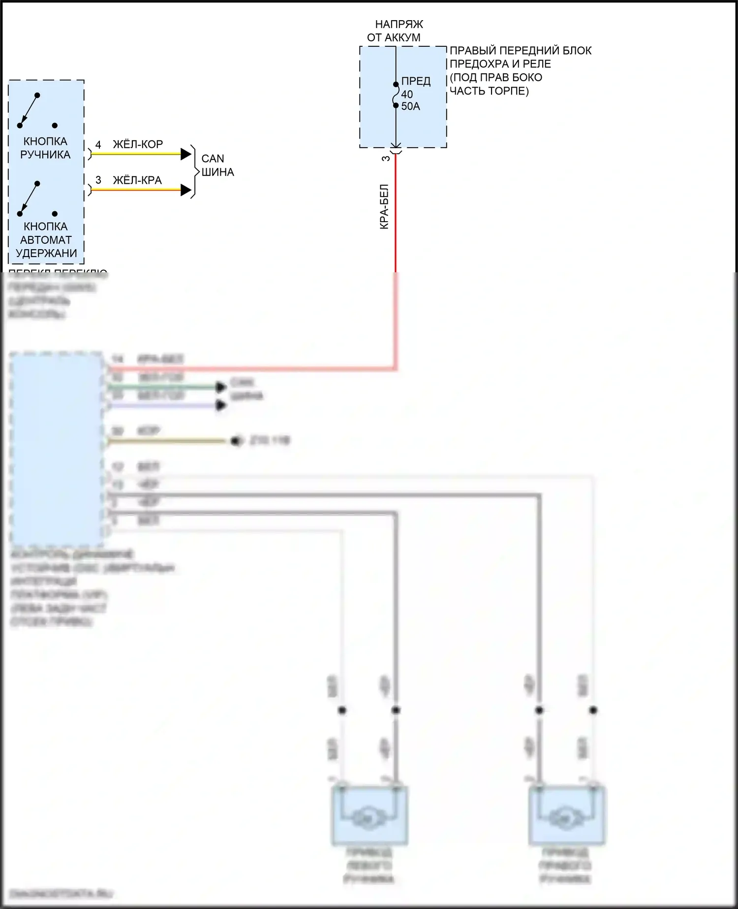 i5 BMW G60 (2023-2024): Электросхема блокировки селектора 