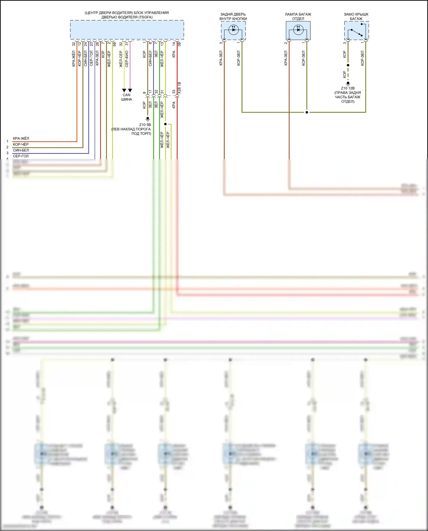 i5 BMW G60 (2023-2024): Электросхема освещения салона, в базовой версии (5 из 6) 
