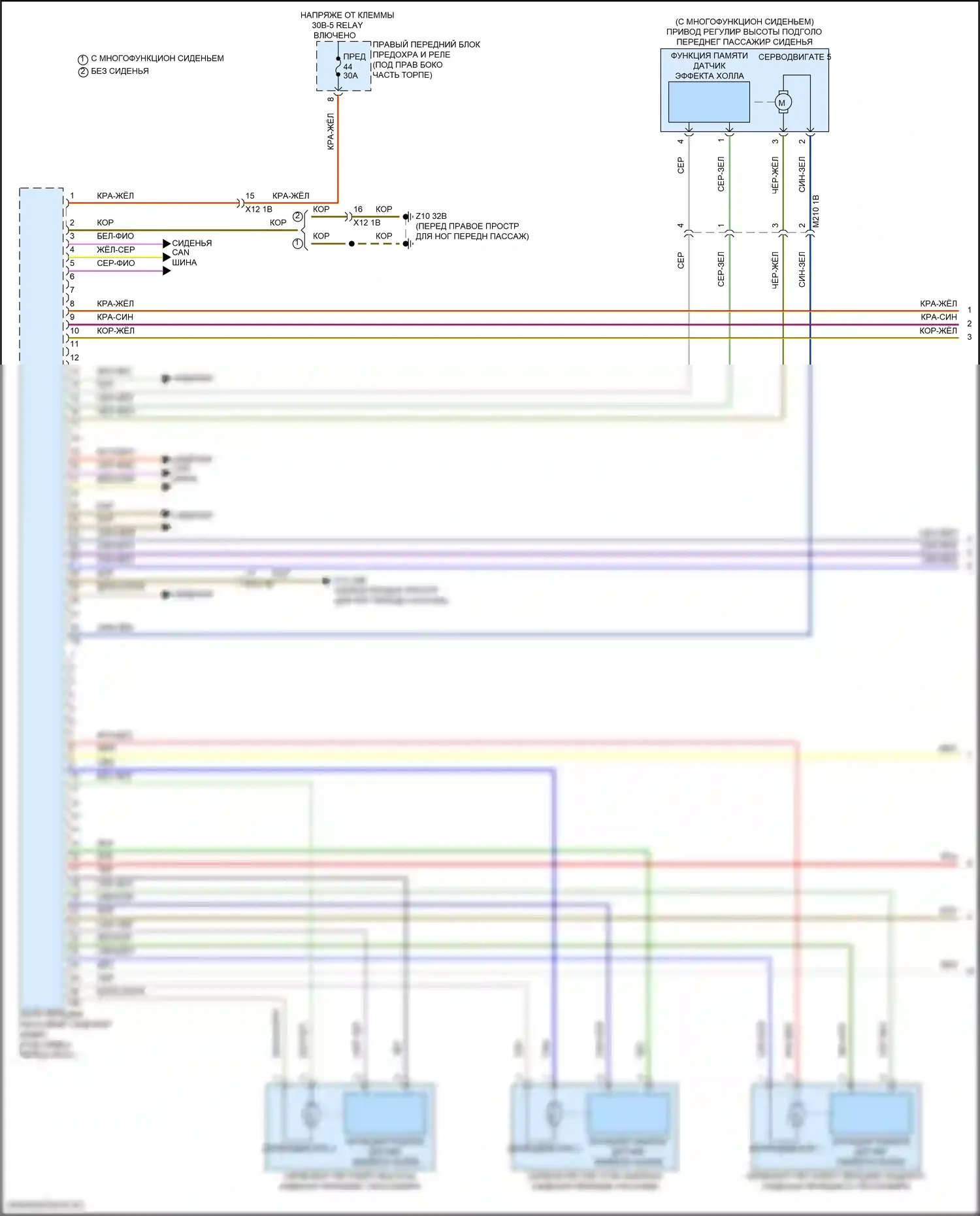 i5 BMW G60 (2023-2024): Электросхема сиденья памяти пассажира (1 из 2) 