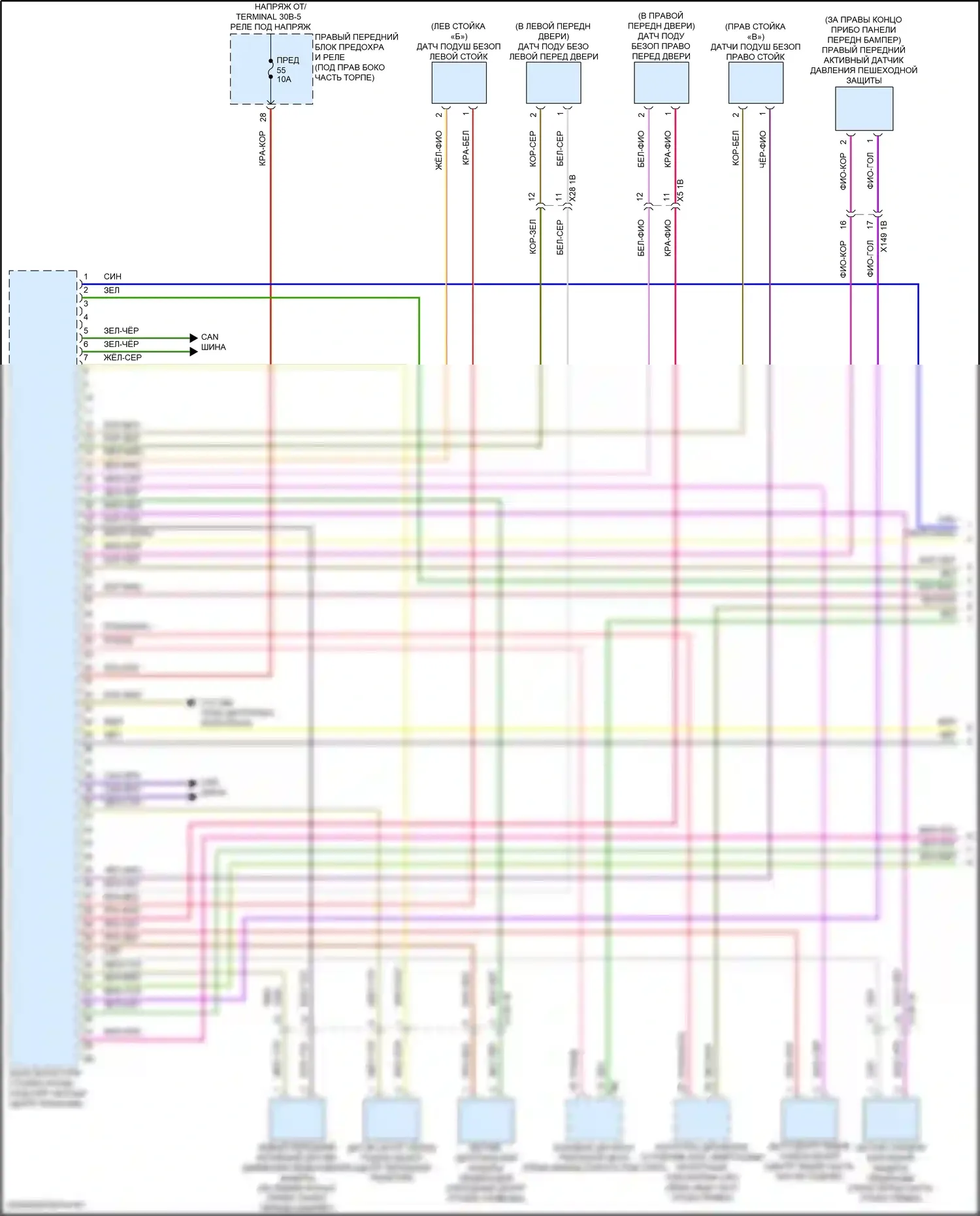 i5 BMW G60 (2023-2024): Электросхема подушек безопасности (1 из 5) 
