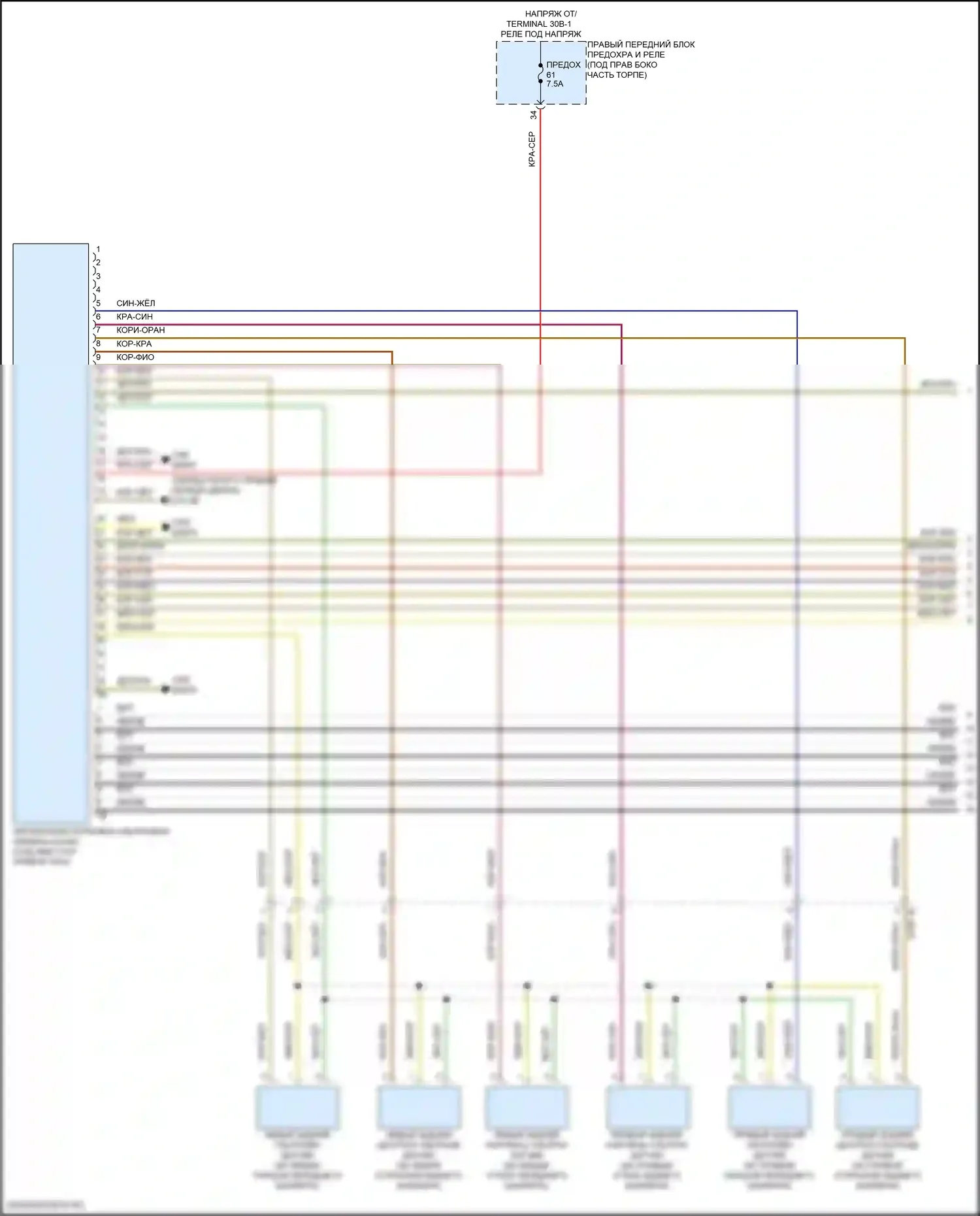 i5 BMW G60 (2023-2024): Электросхема парктроника, без камеры кругового обзора (1 из 2) 