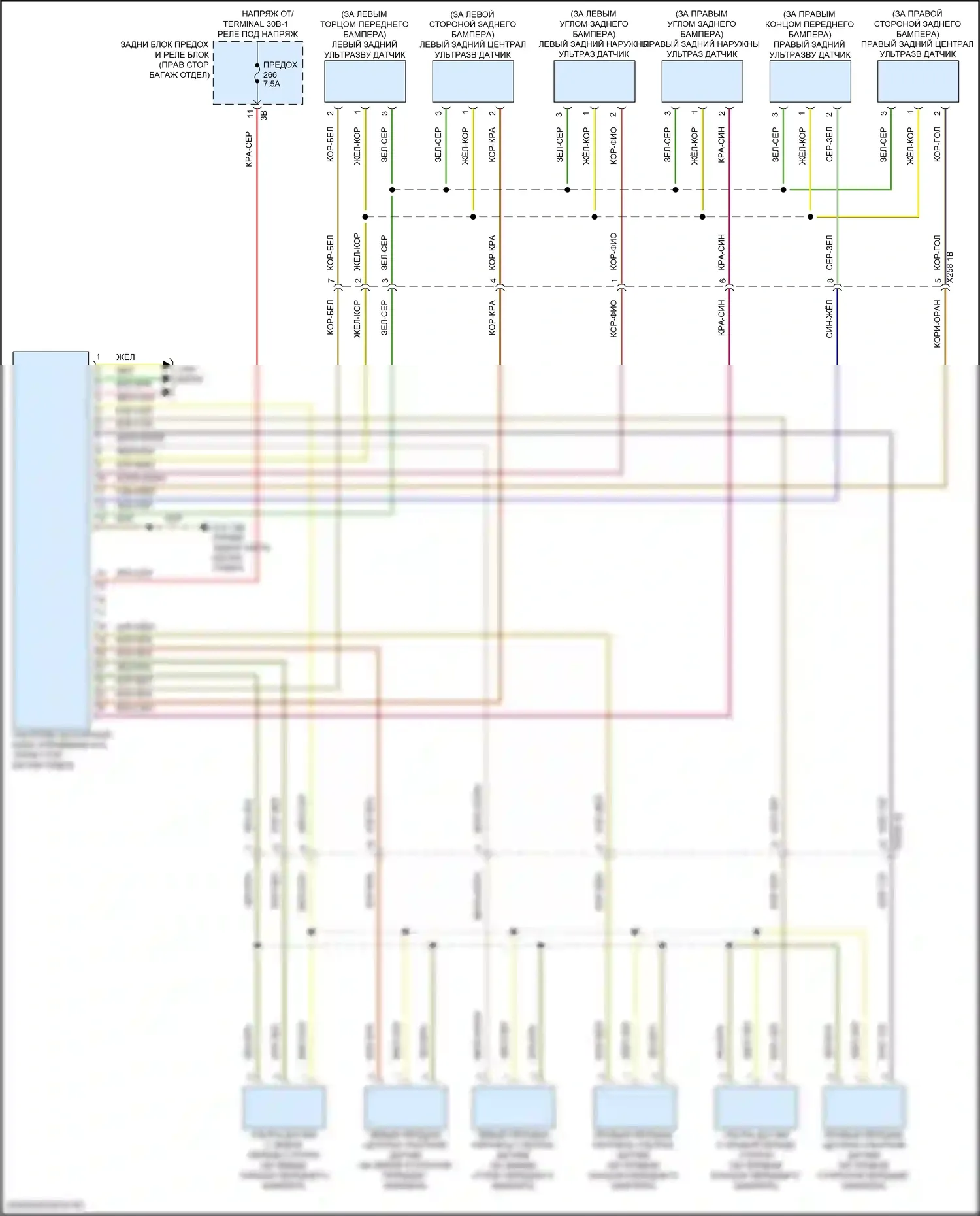 i5 BMW G60 (2023-2024): Электросхема парктроника, с камерой кругового обзора 