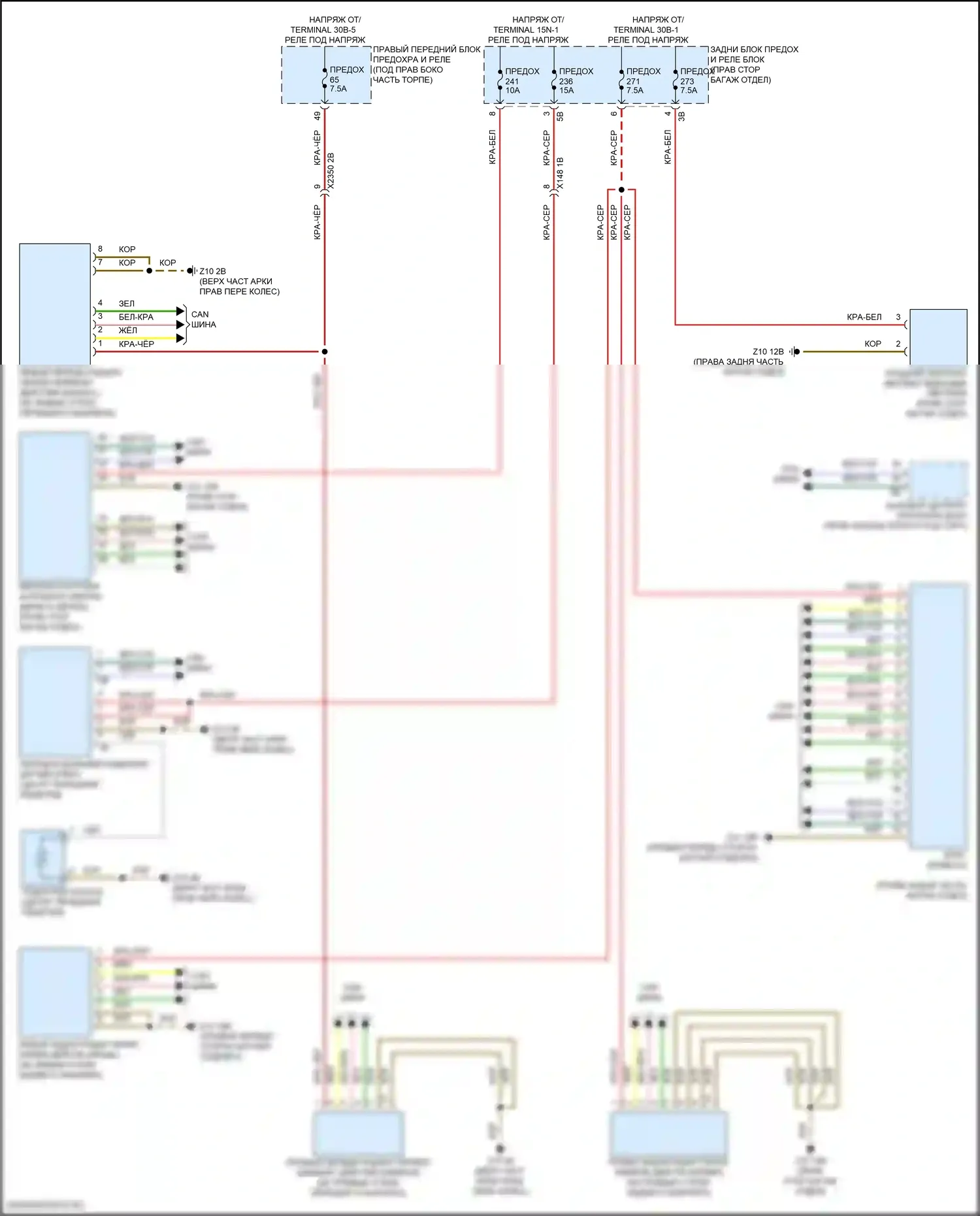 i5 BMW G60 (2023-2024): Электросхема помощи водителю 