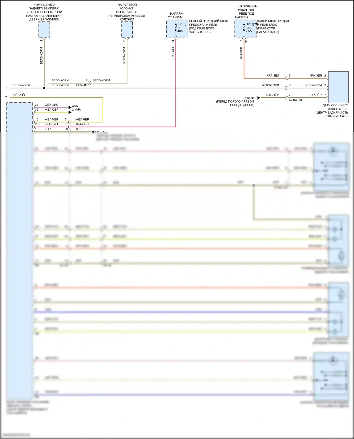 i5 BMW G60 (2023-2024): Электросхема стеклоподъемников (2 из 2) 