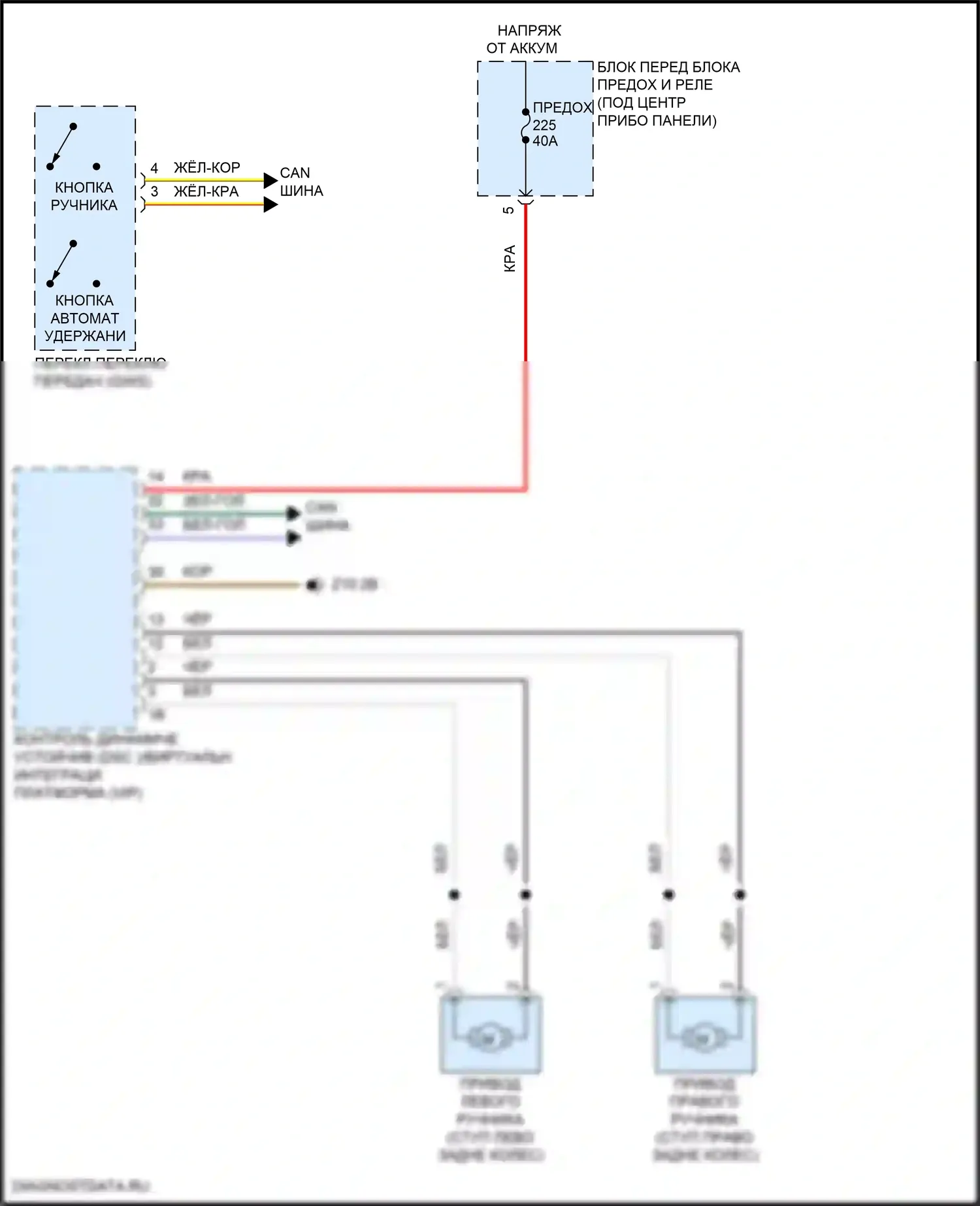 iX BMW i20 (2021-2024): Электросхема блокировки селектора 