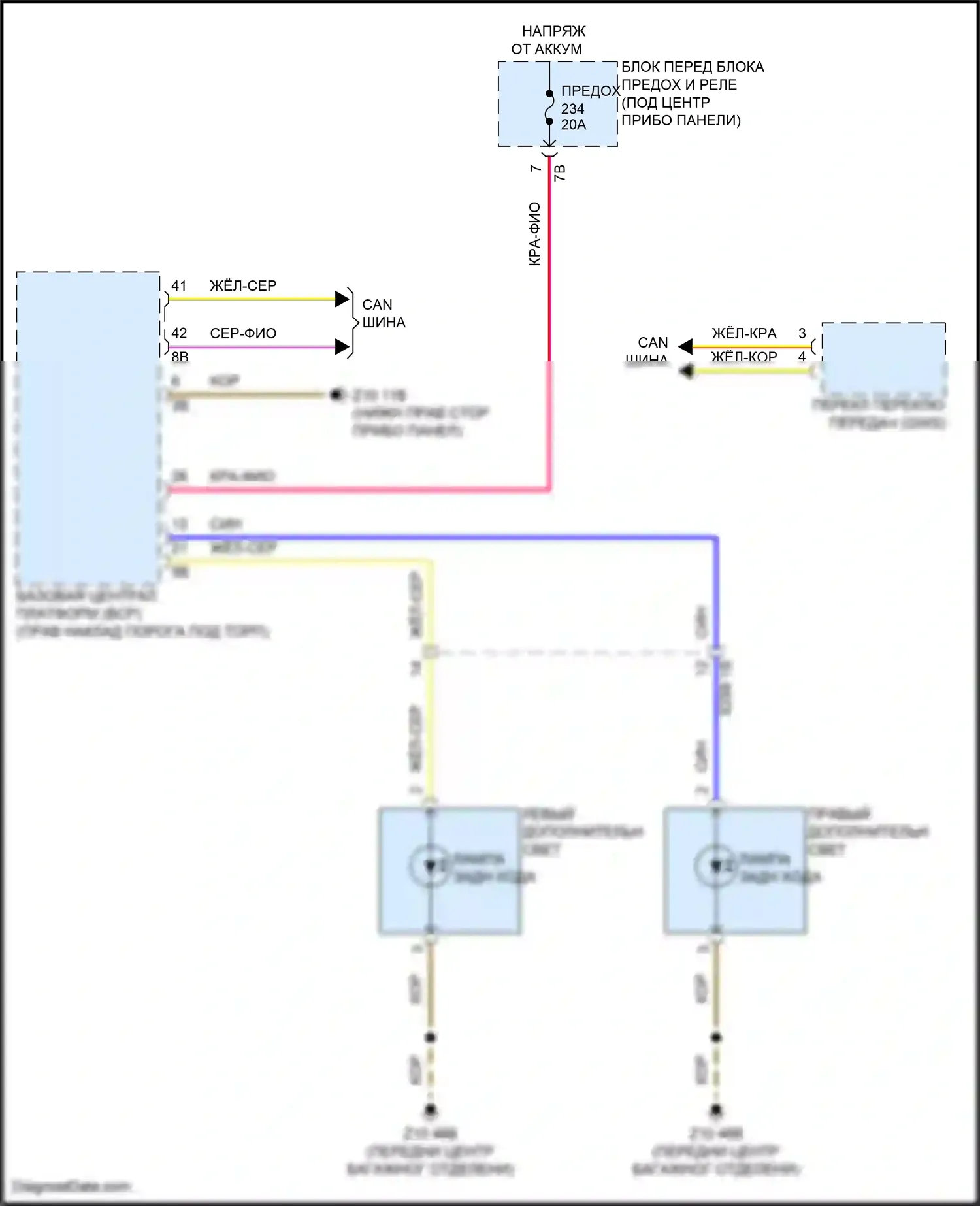 iX BMW i20 (2021-2024): Электросхема фонарей заднего хода 