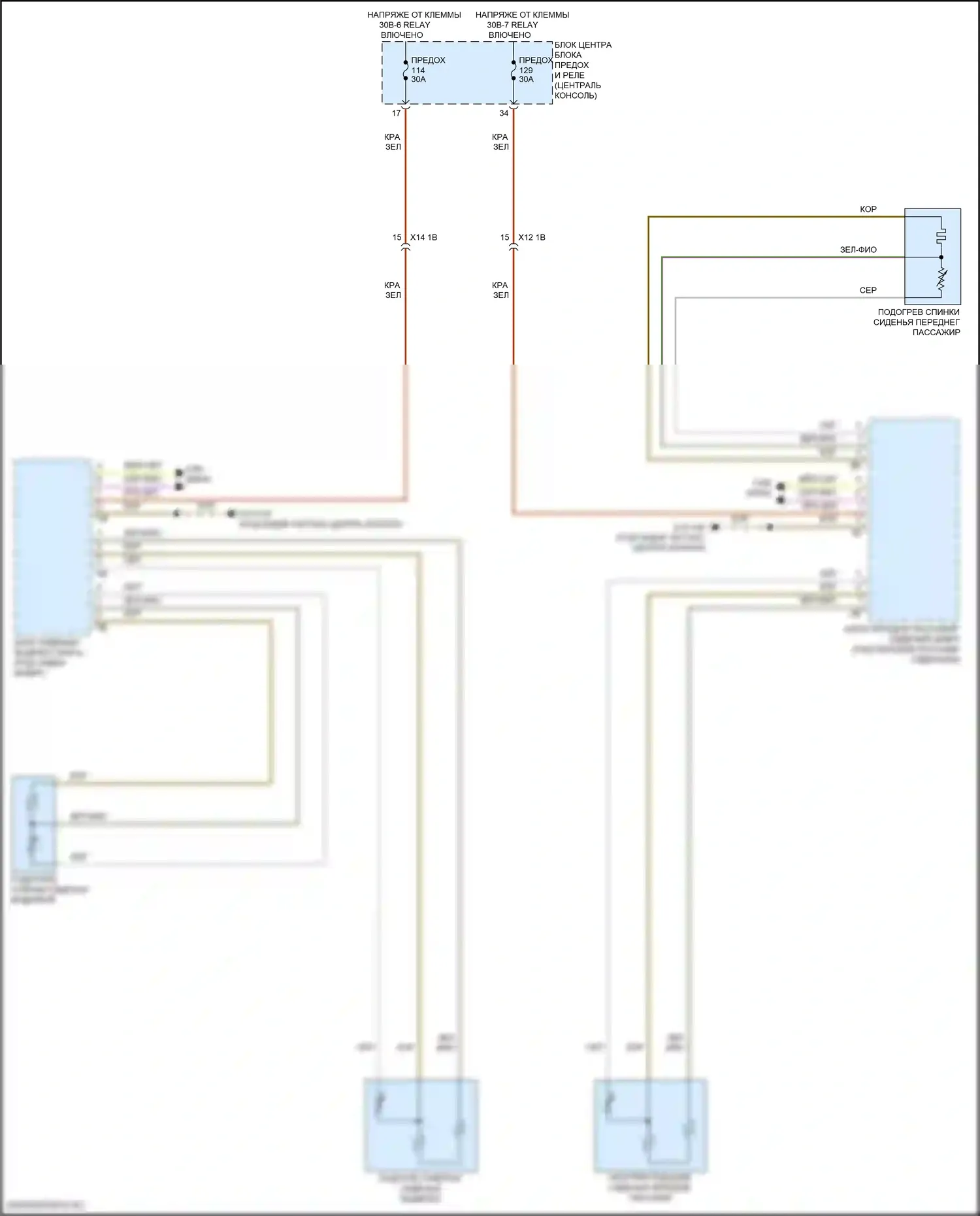 iX BMW i20 (2021-2024): Электросхема передних обогреваемых сидений 