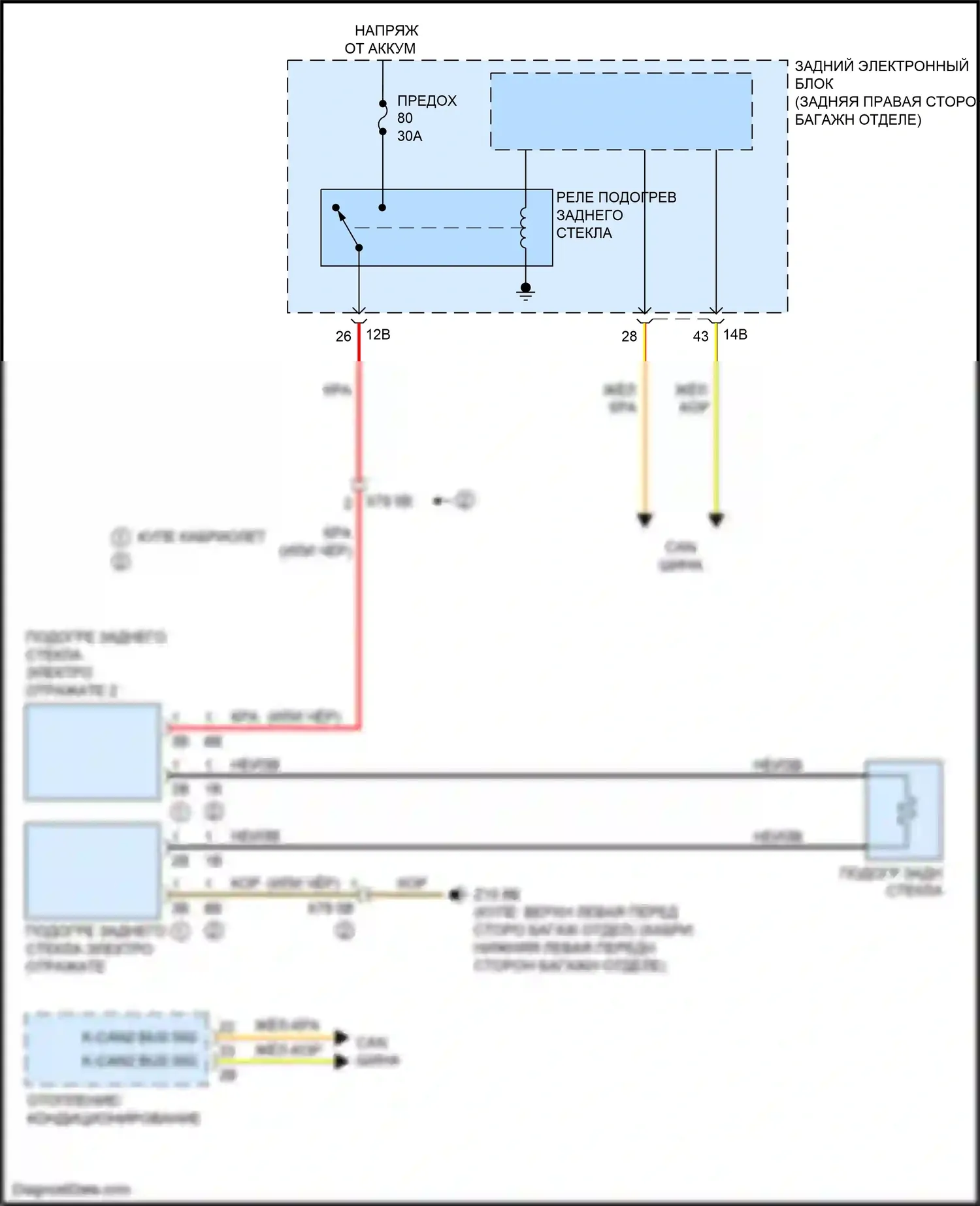 M2 BMW F87 рестайлинг (2017-2021): Электросхема заднего подогрева 
