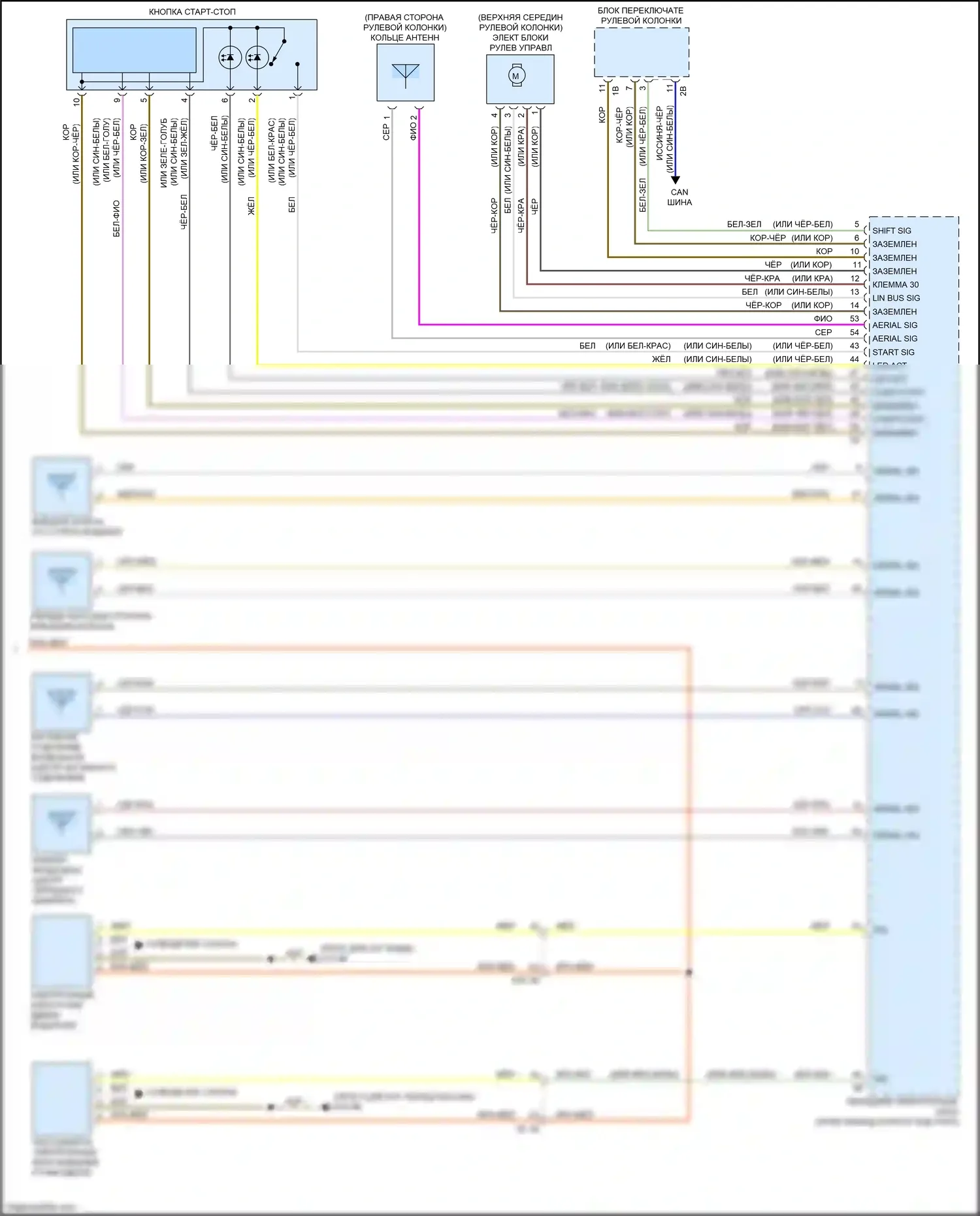 M2 BMW F87 рестайлинг (2017-2021): Электросхема системы бесключевого доступа (2 из 2) 
