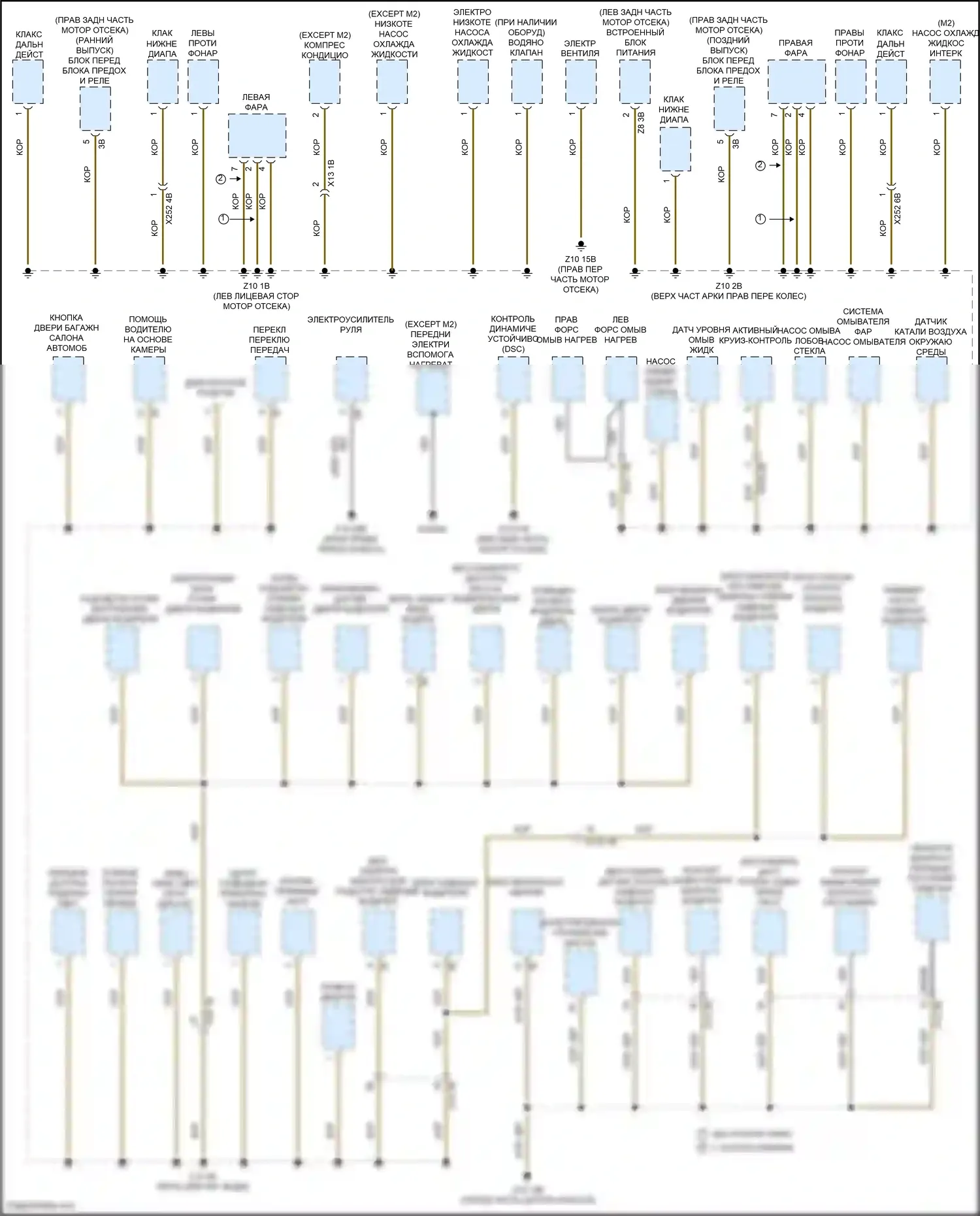 M2 BMW F87 рестайлинг (2017-2021): Электросхема точек подключения масс (1 из 3) 