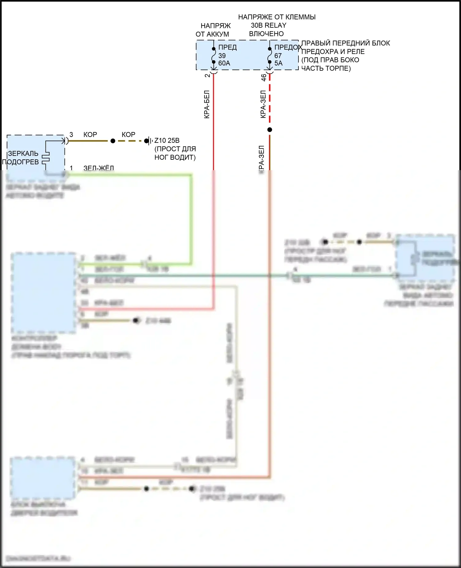 M2 BMW G87 (2022-2024): Электросхема обогреваемых зеркал, без функции шины lin 