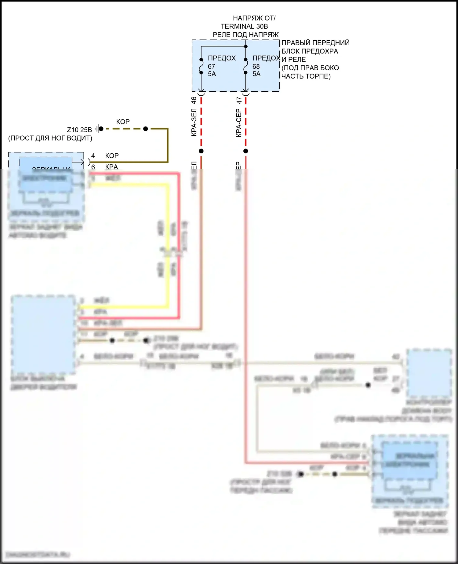 M2 BMW G87 (2022-2024): Электросхема обогреваемых зеркал, с функцией шины lin 