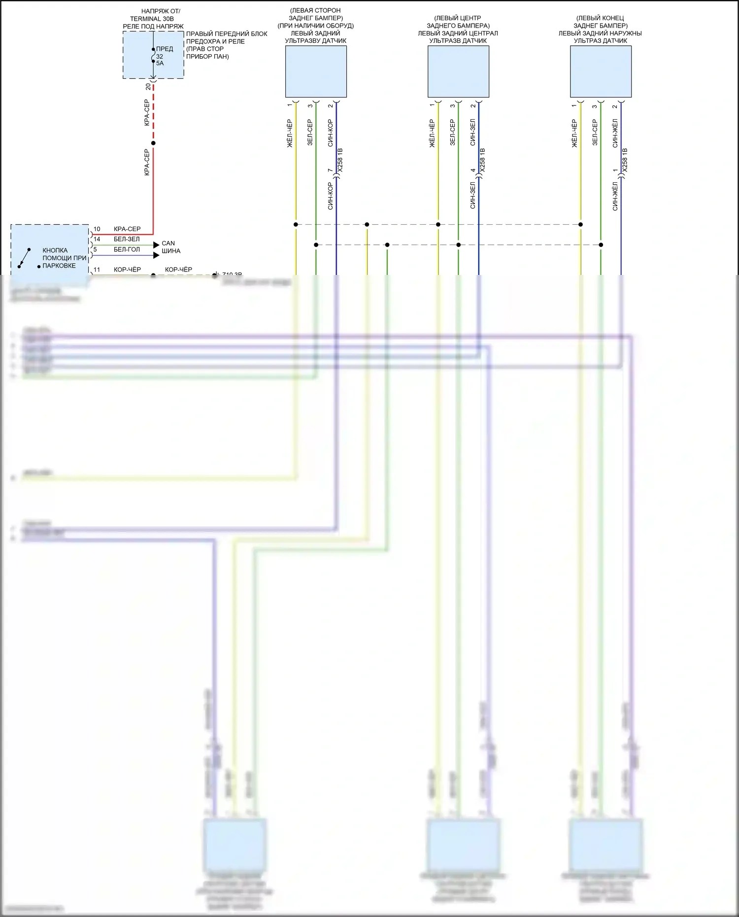 M2 BMW G87 (2022-2024): Электросхема парктроника (2 из 2) 