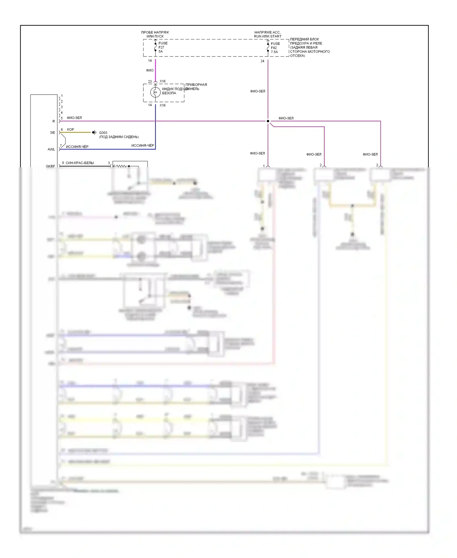 M3 BMW E36 (1992-1999): Электросхема подушек безопасности 