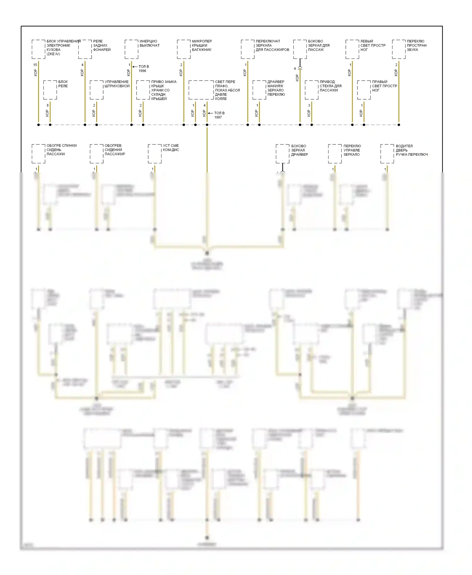 M3 BMW E36 (1992-1999): Электросхема точек подключения масс (2 из 5) 