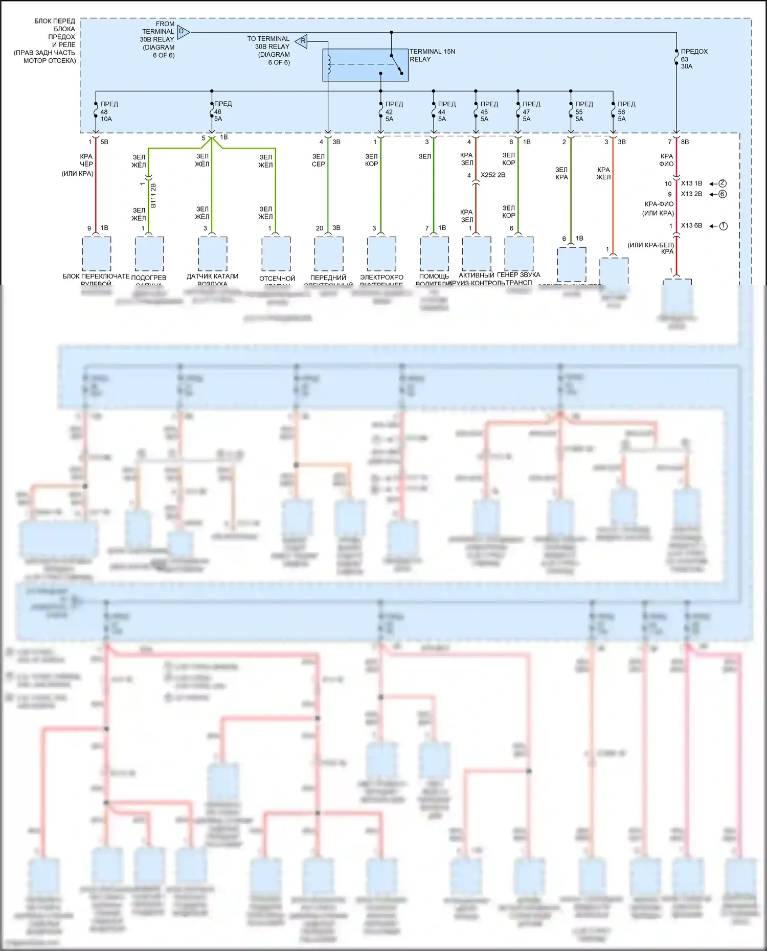 M3 BMW F80 (2014-2018): Электросхема блока предохранителей реле (2 из 6) 